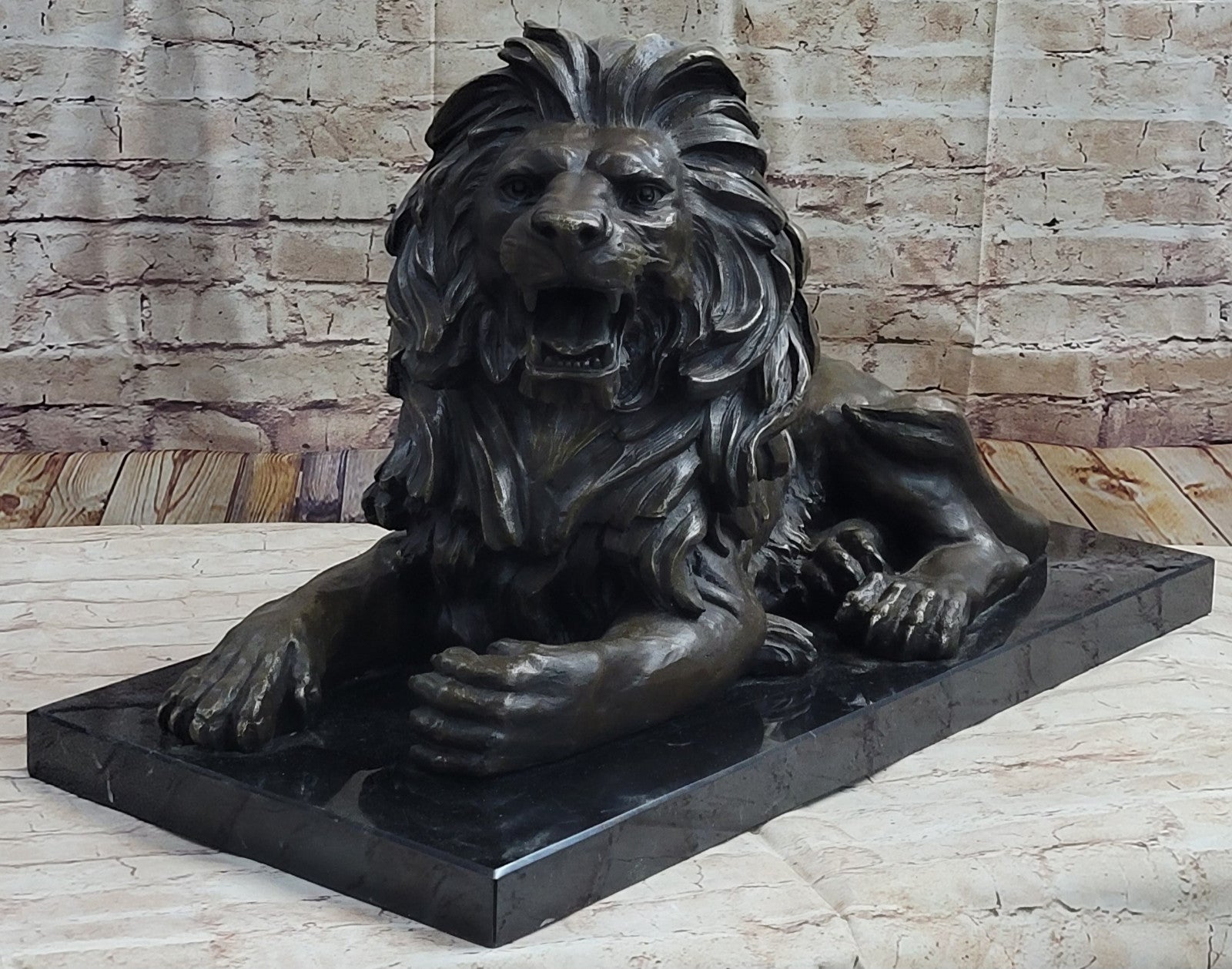 King of the Jungle Bronze Lion Sculpture: Collector`s Edition by Barye Figure