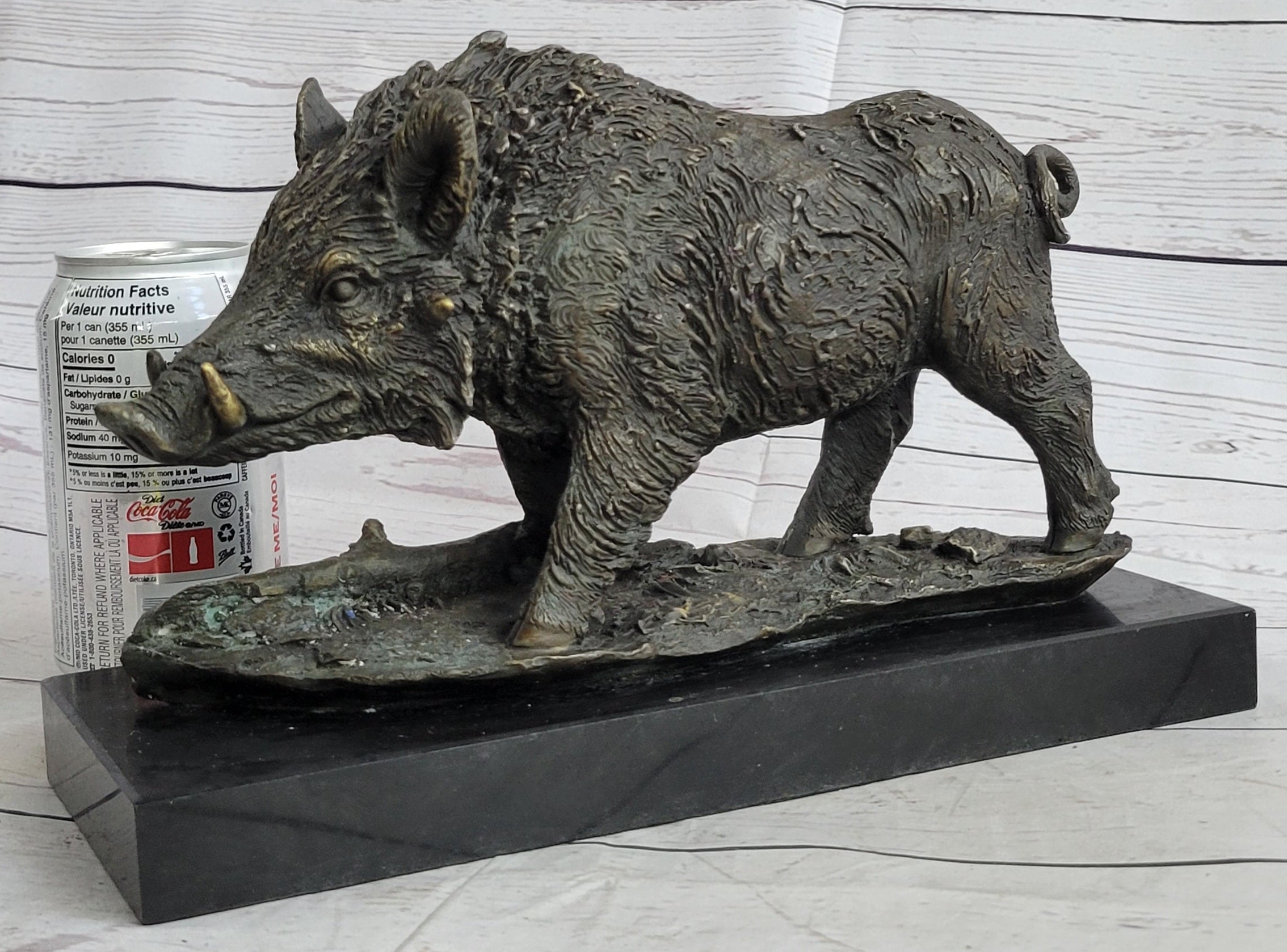 Chinese classic Pure Copper Bronze Carved wild boar Pig Statue Figurine Figure