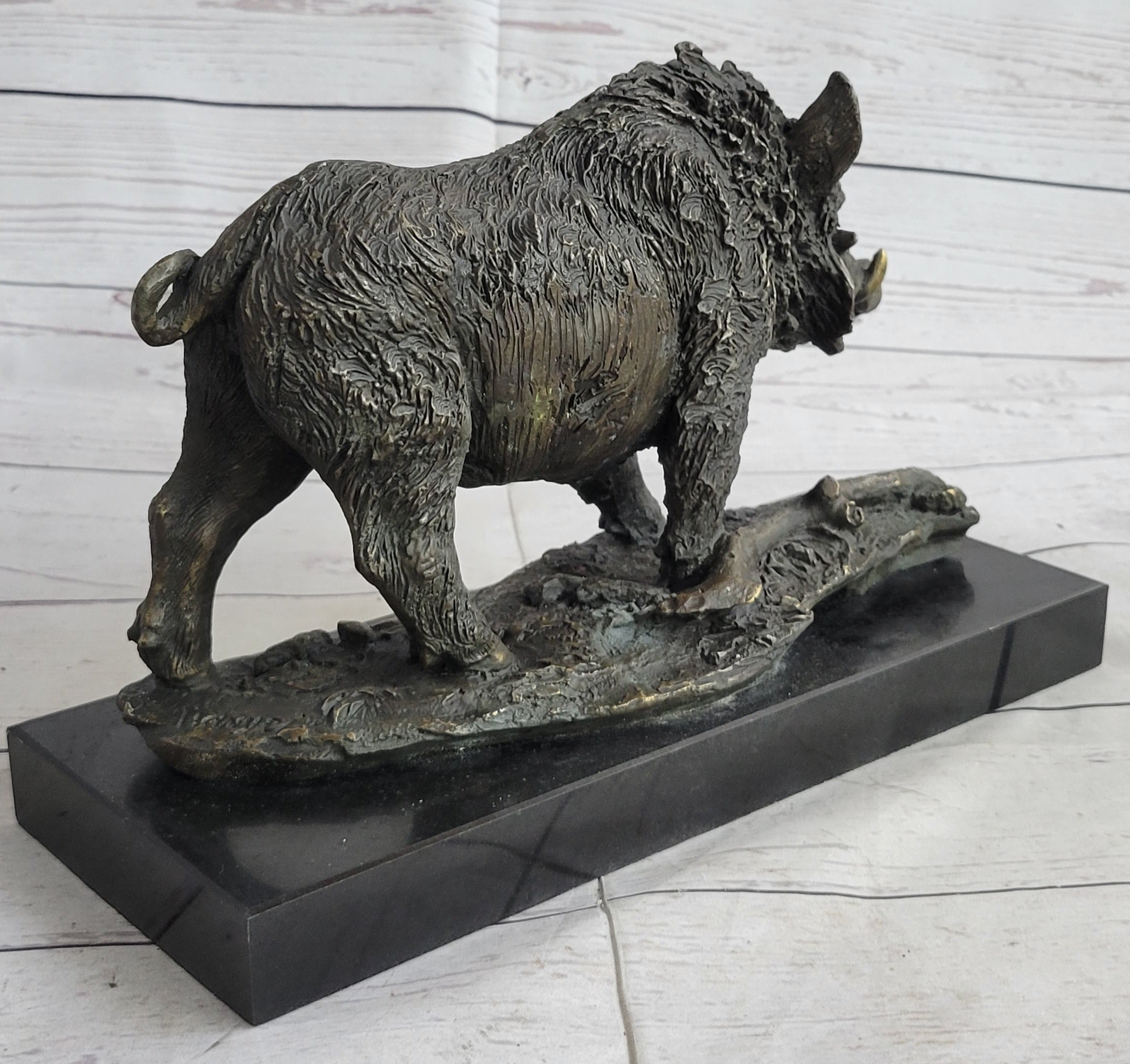 Chinese classic Pure Copper Bronze Carved wild boar Pig Statue Figurine Figure