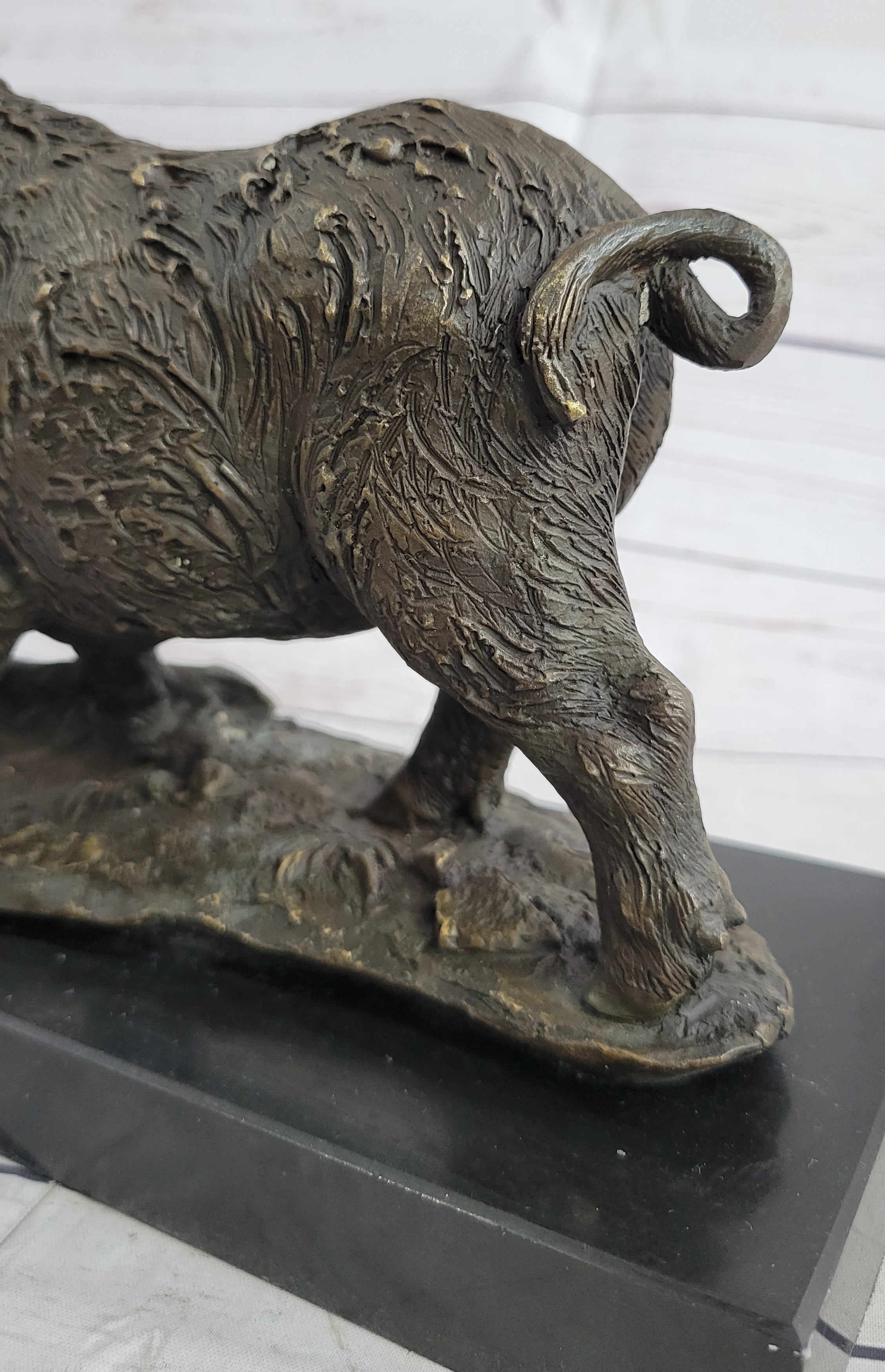 Chinese classic Pure Copper Bronze Carved wild boar Pig Statue Figurine Figure