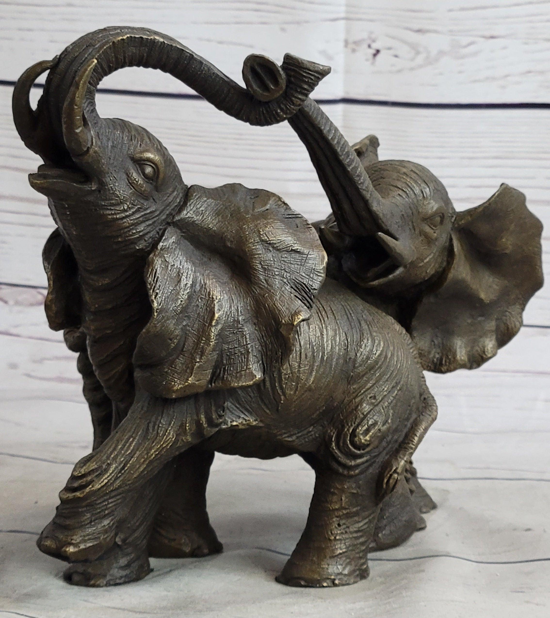 Elephant Family Bronze Sculpture Figurine Art Statue Decor Deco Hot Cast Figur