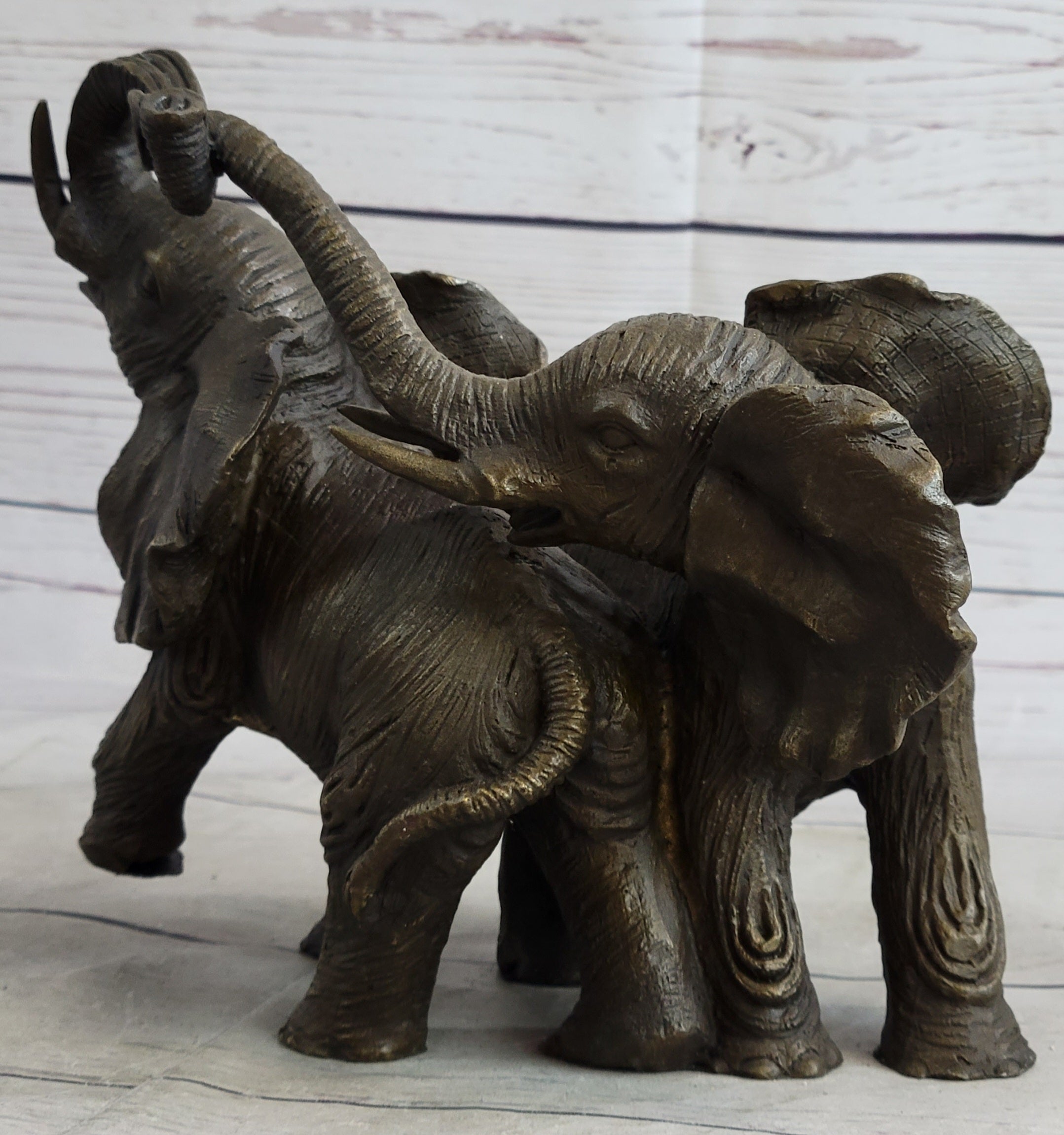 Elephant Family Bronze Sculpture Figurine Art Statue Decor Deco Hot Cast Figur