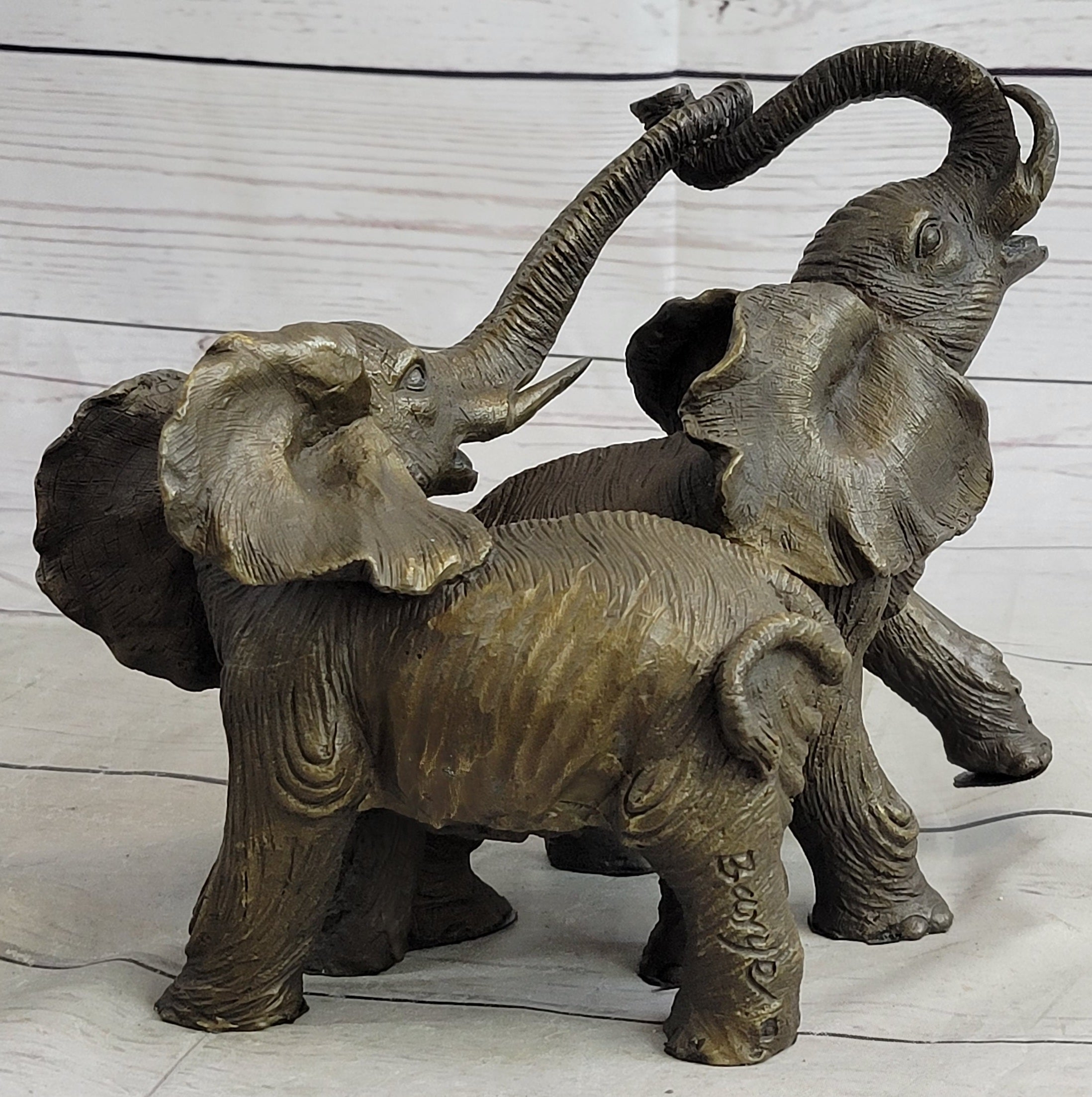 Elephant Family Bronze Sculpture Figurine Art Statue Decor Deco Hot Cast Figur