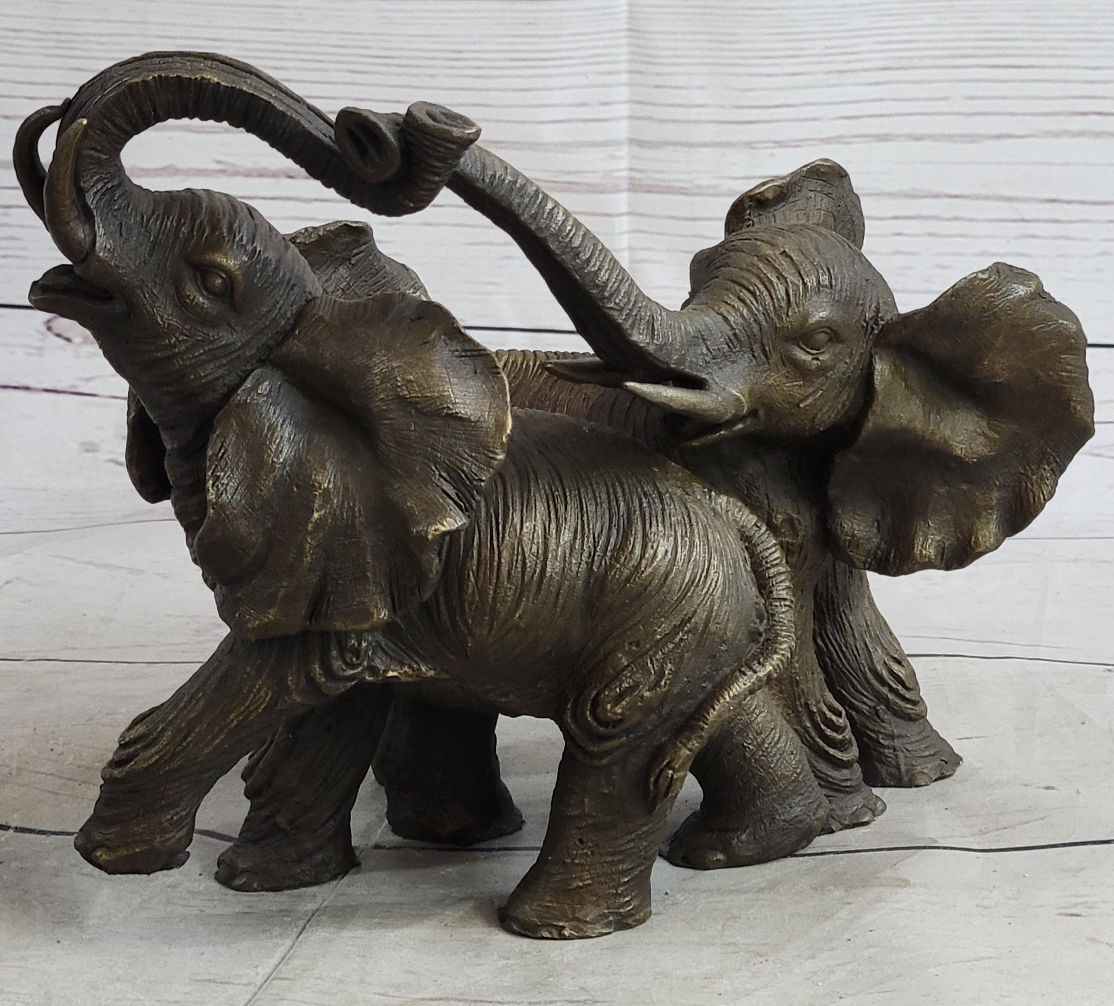 Elephant Family Bronze Sculpture Figurine Art Statue Decor Deco Hot Cast Figur