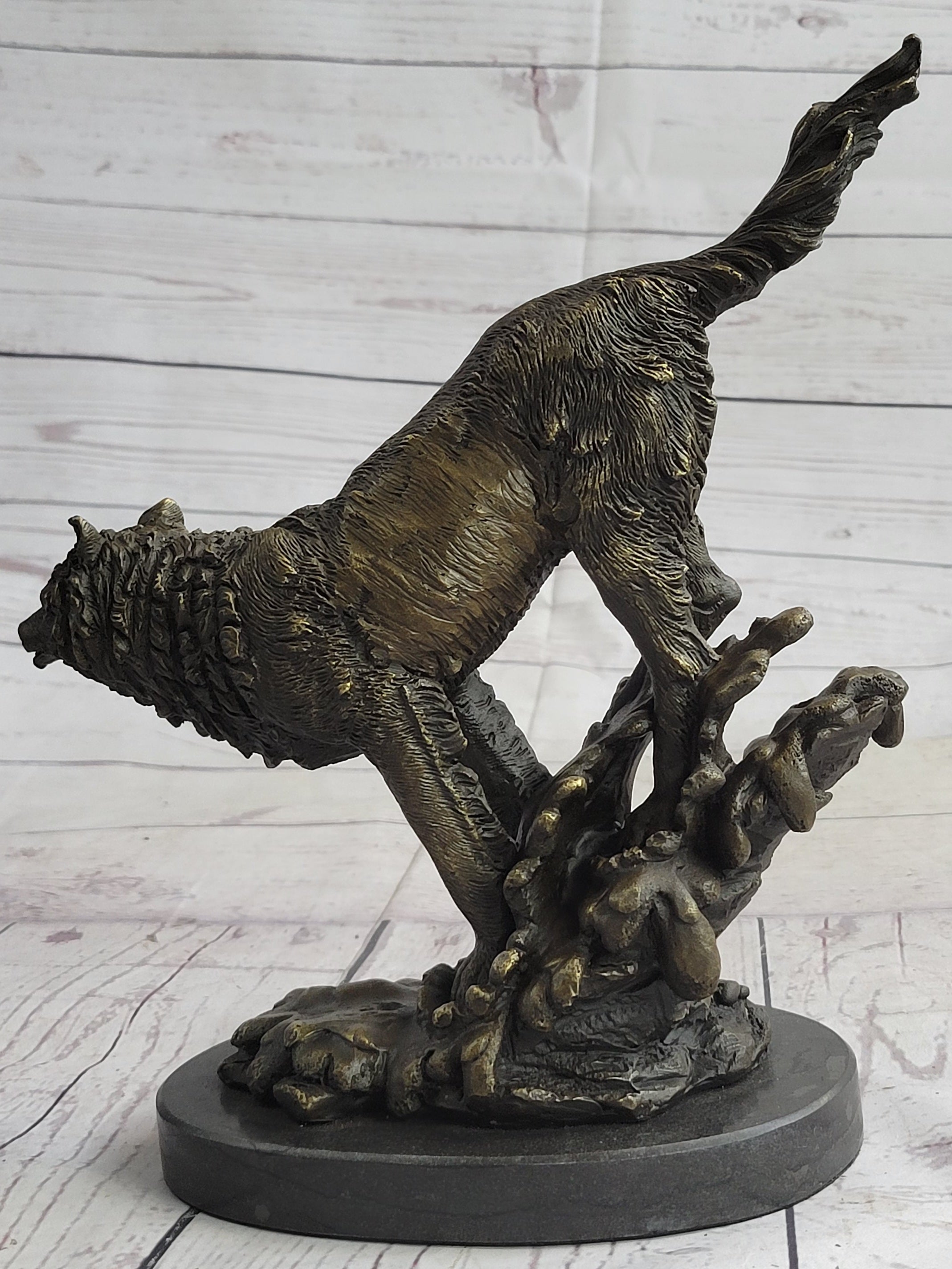 Bronze Whining Wolf Sculpture Dog Breed AKC Wolves Balto Coyote Native American