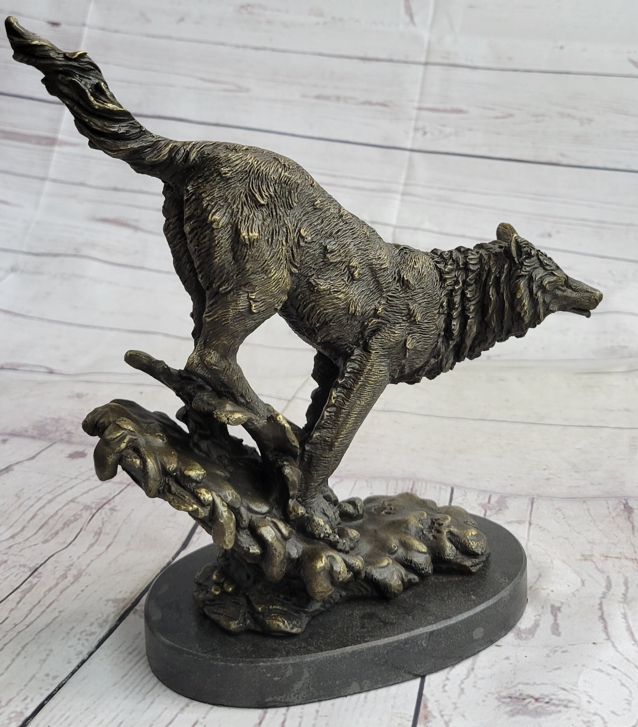 Bronze Whining Wolf Sculpture Dog Breed AKC Wolves Balto Coyote Native American