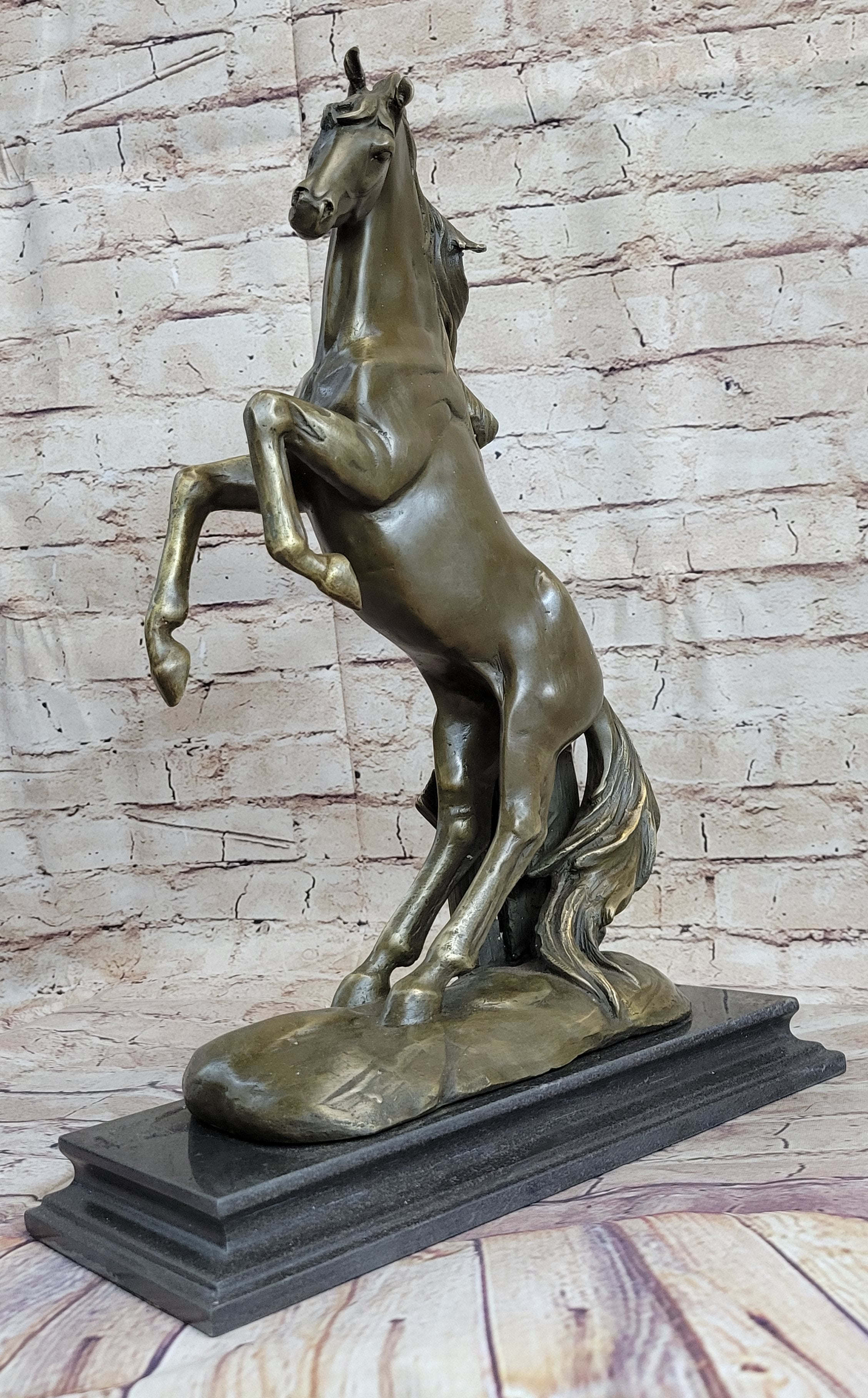 Massive Original Lopez Rearing Arabian Horse Wild Bronze Sculpture Statue Gift