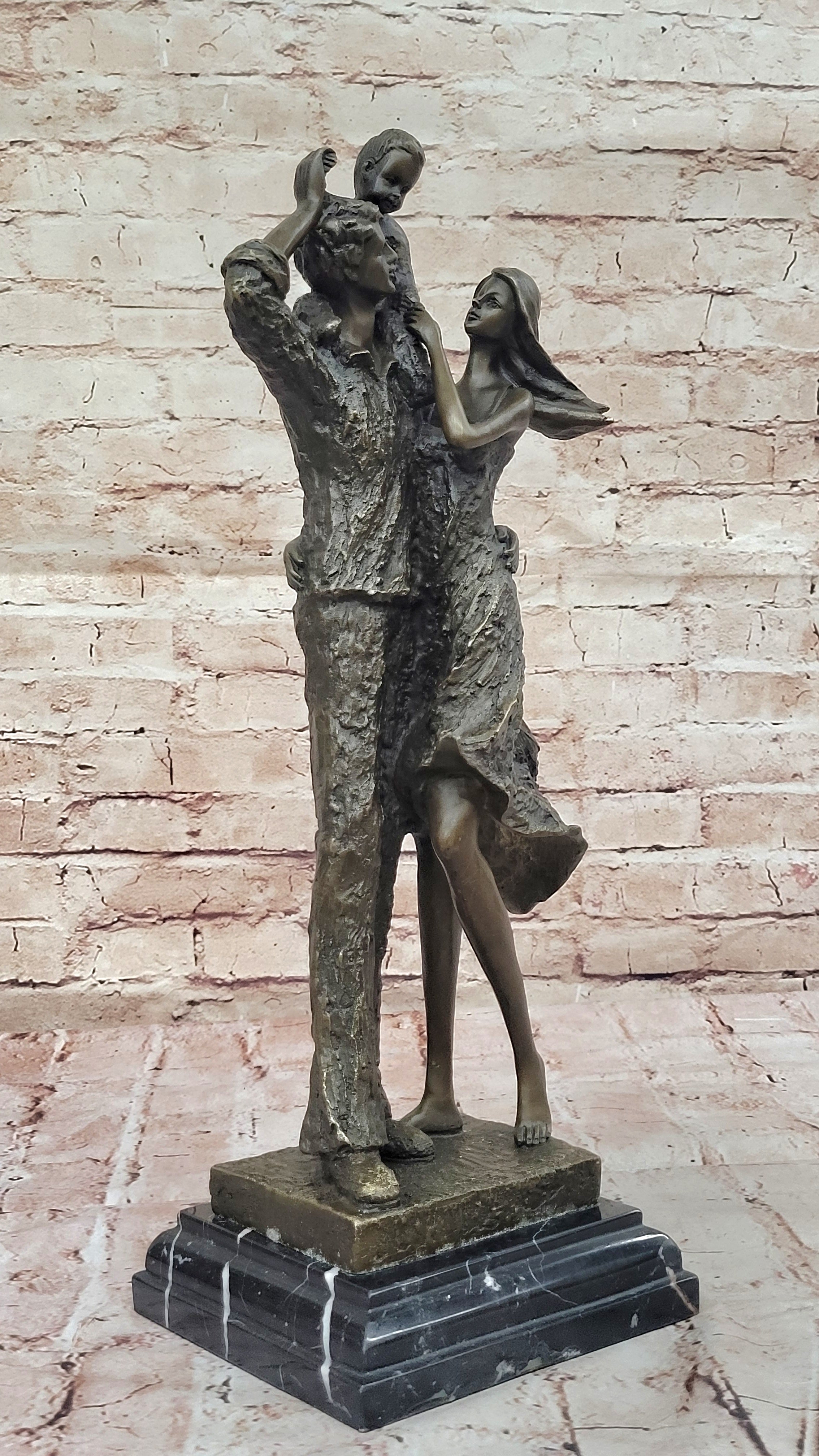 Handcrafted Detailed Mom and dad and their Love Child Bronze Masterpiece Sale