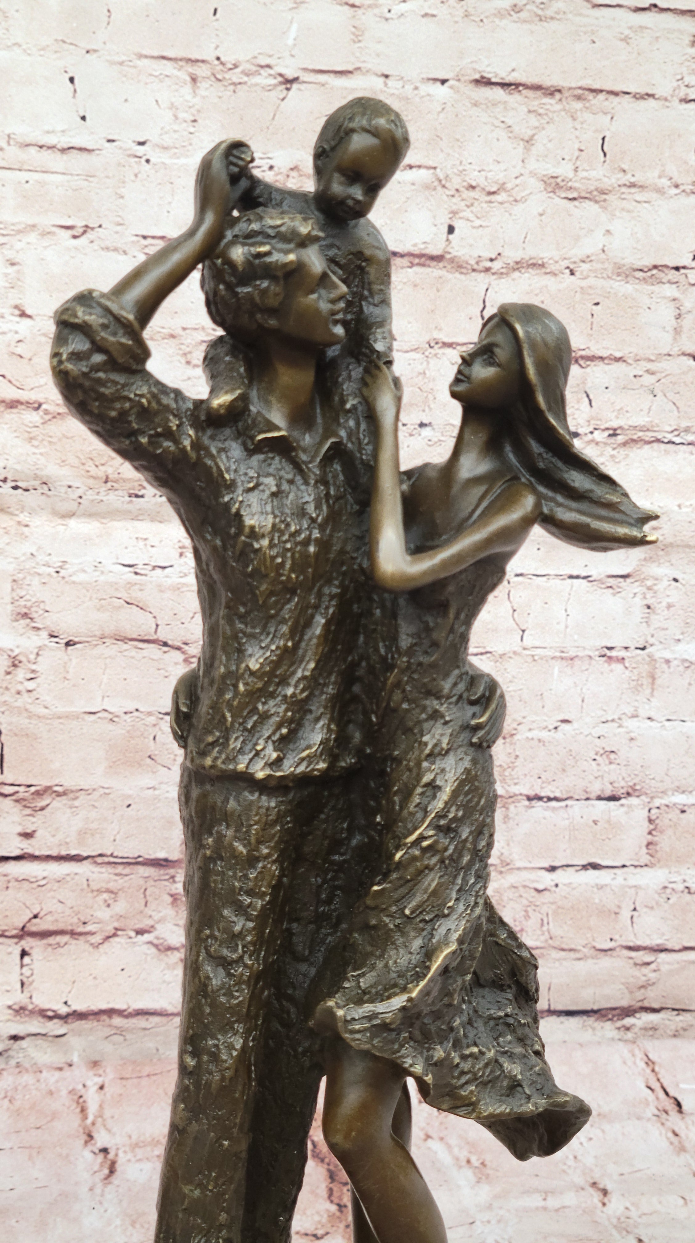 Handcrafted Detailed Mom and dad and their Love Child Bronze Masterpiece Sale