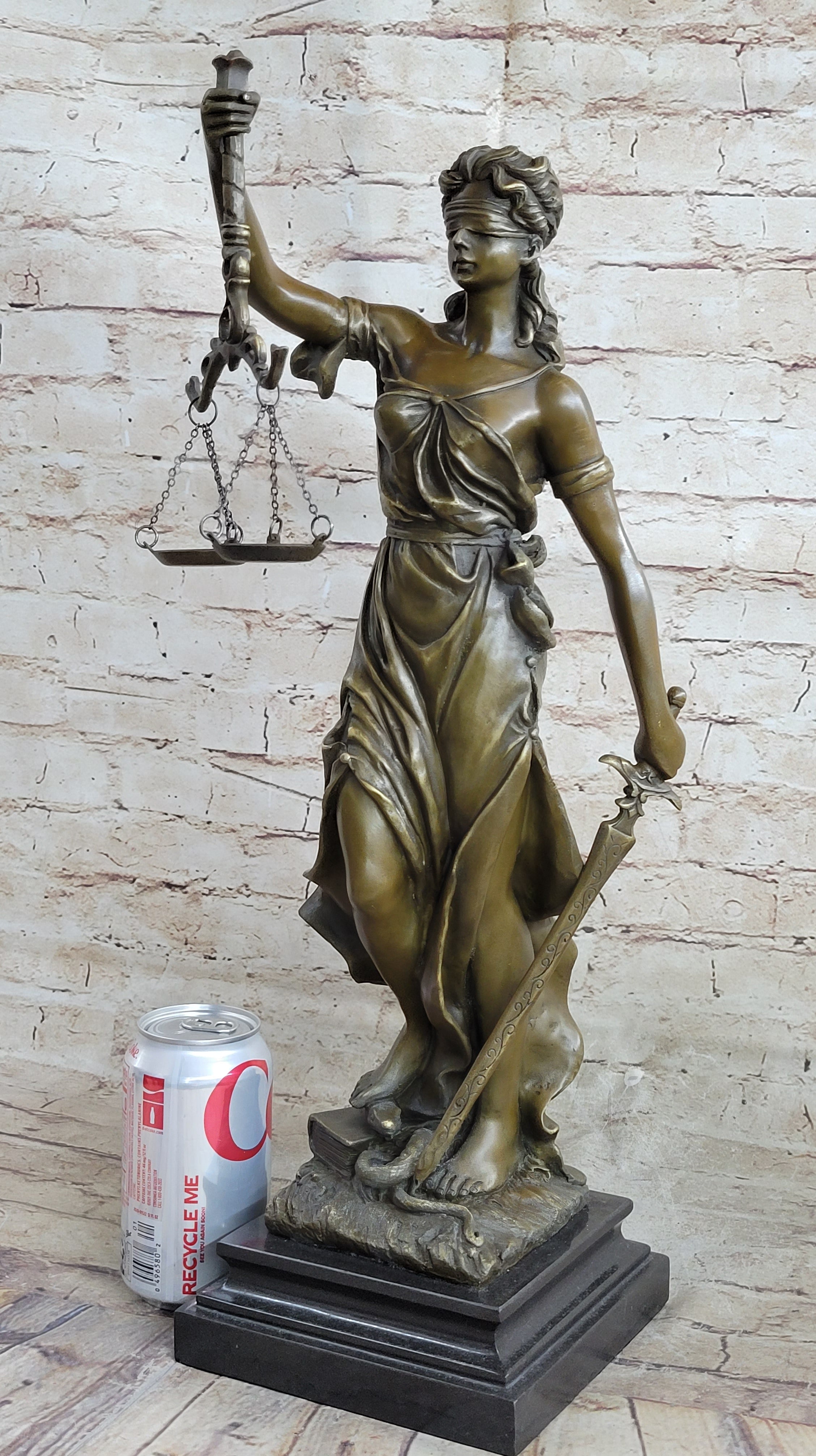 20.5" Desk Top Large Blind Justice Graduation Gift for Lawyer Bronze Sculpture S