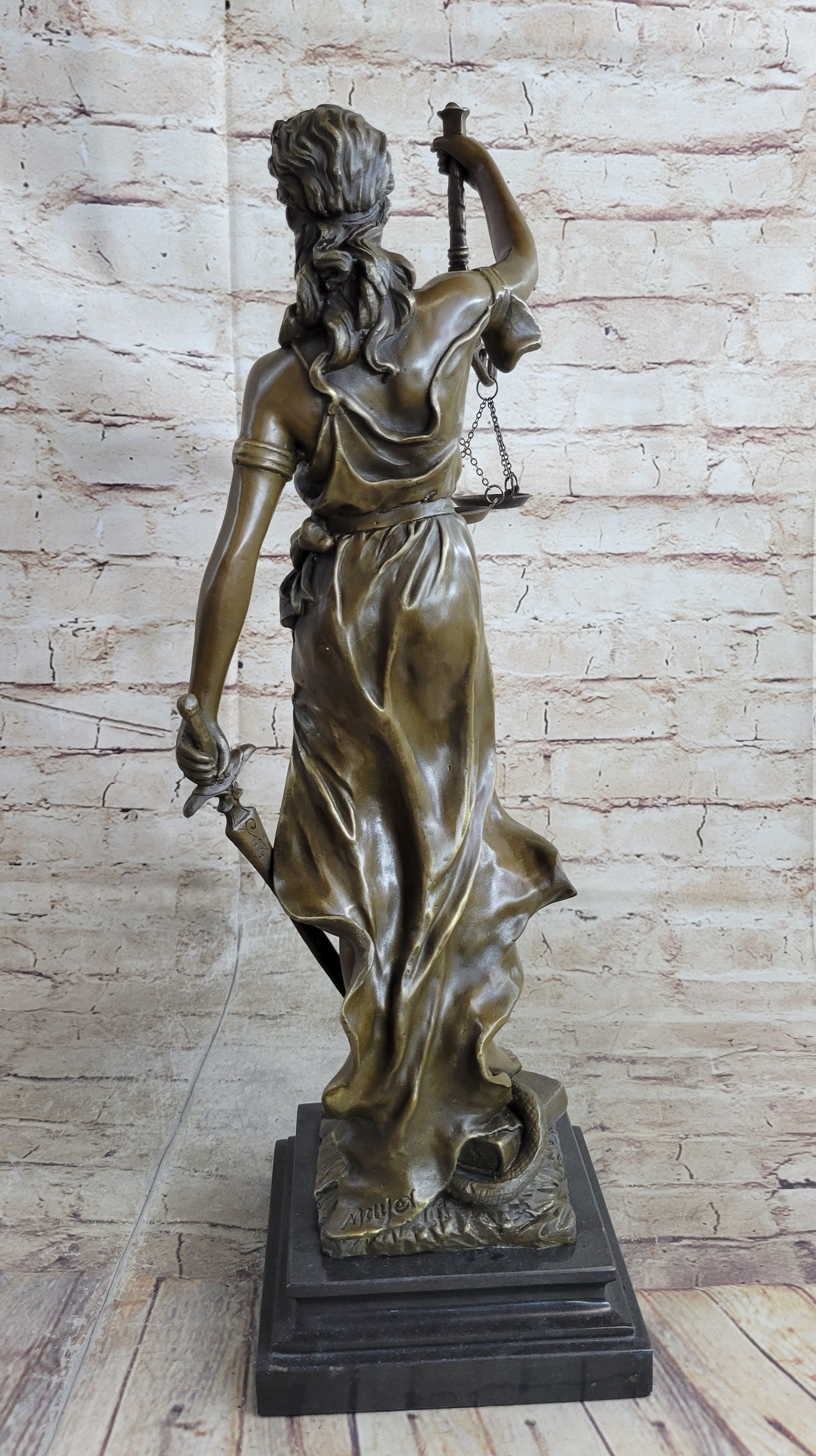 20.5" Desk Top Large Blind Justice Graduation Gift for Lawyer Bronze Sculpture S