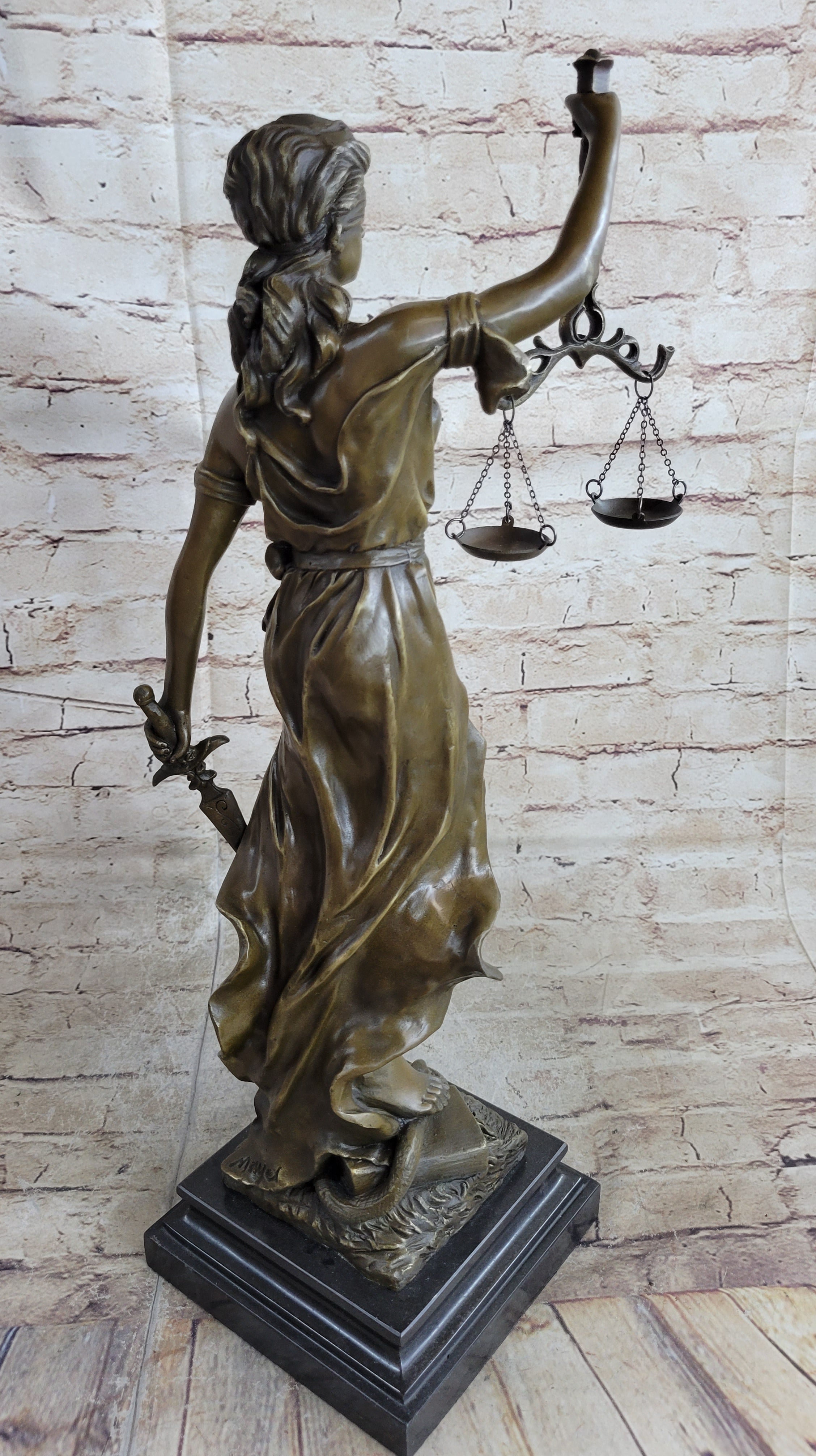 20.5" Desk Top Large Blind Justice Graduation Gift for Lawyer Bronze Sculpture S