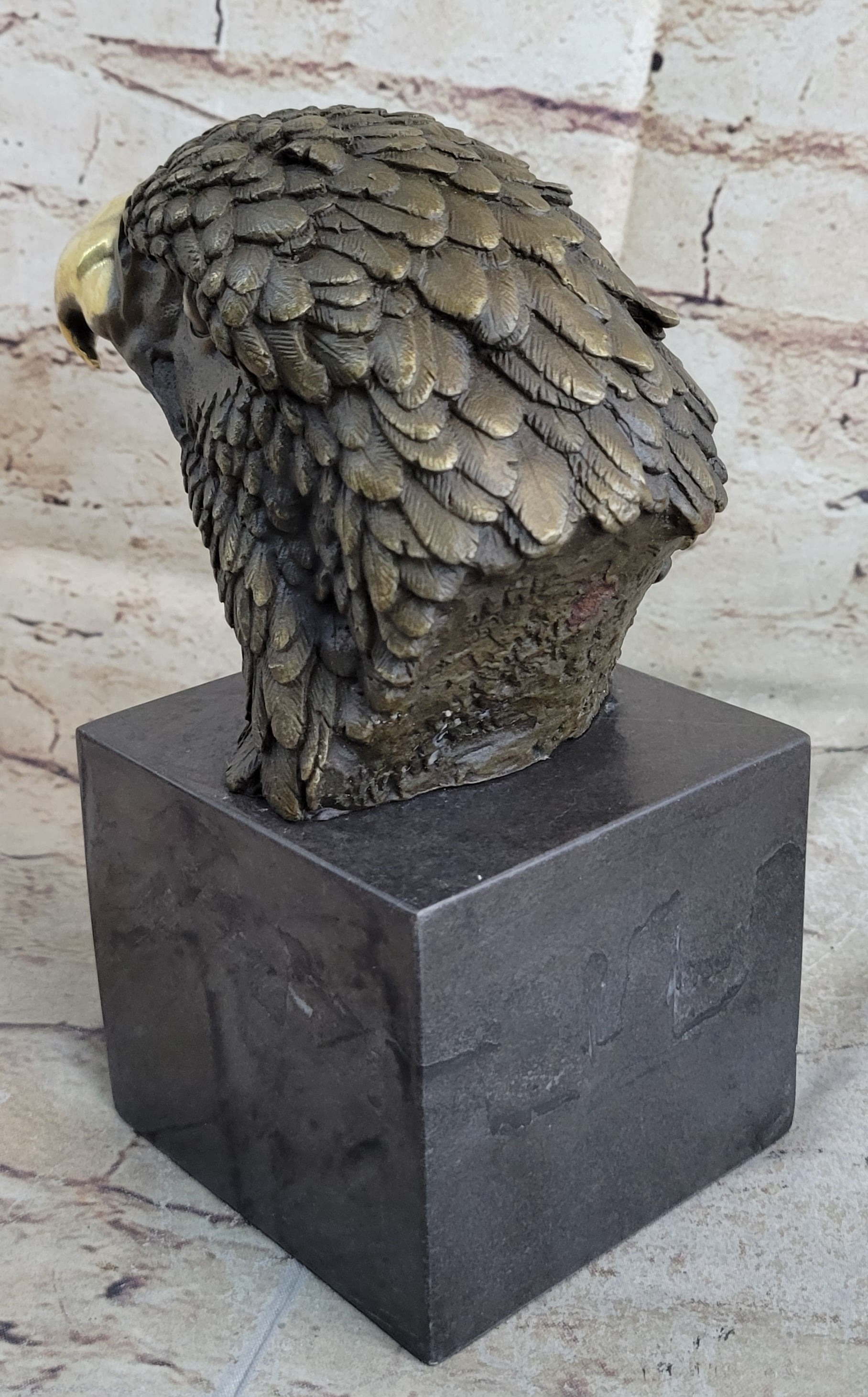 Bronze Statue Home Decor Wildlife American Bald Eagle Bust Marble Base Figurine