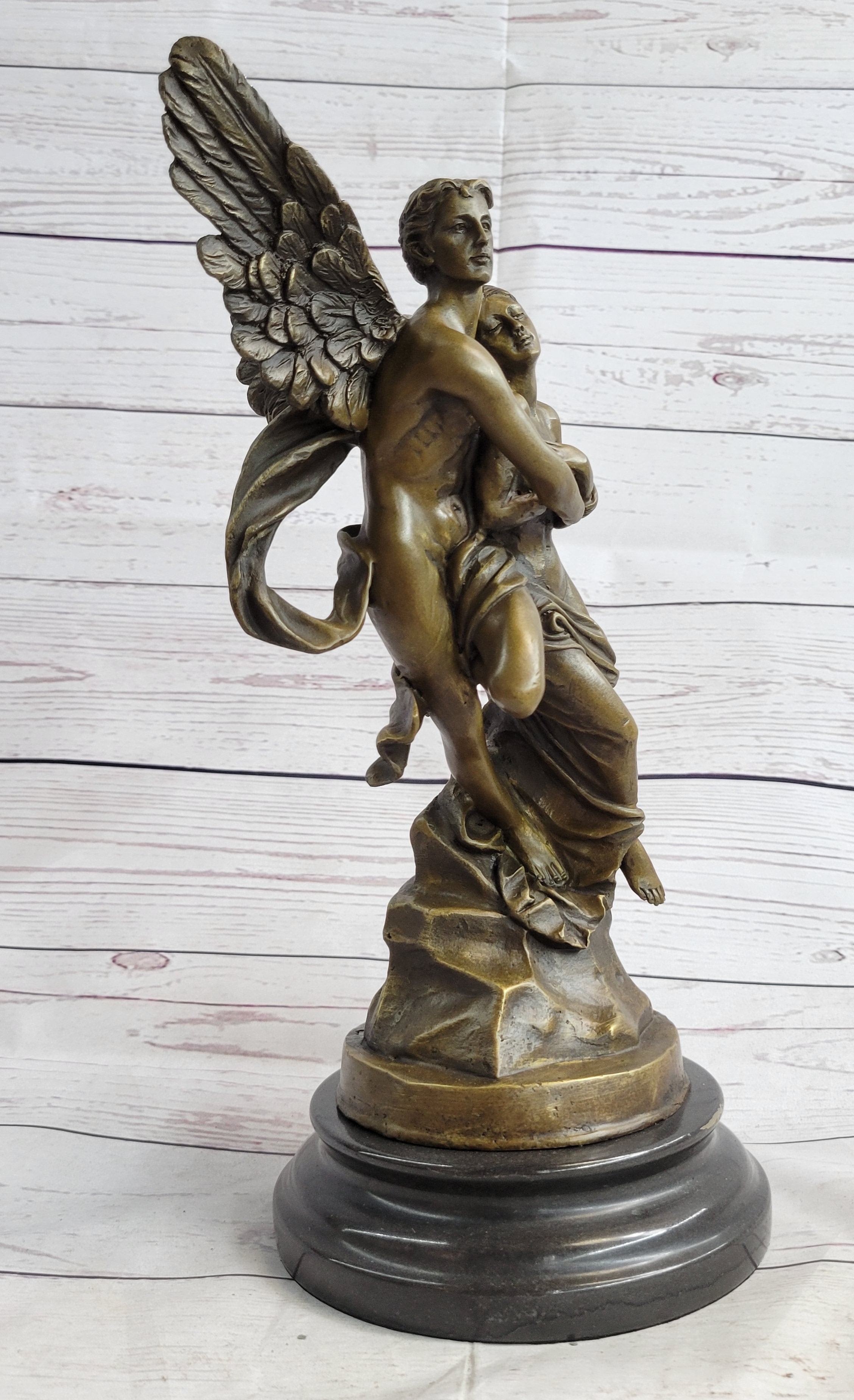 Bronze Sculpture Eros and Psyche For Valentine Day Gift Thoughtful Nude Figurine