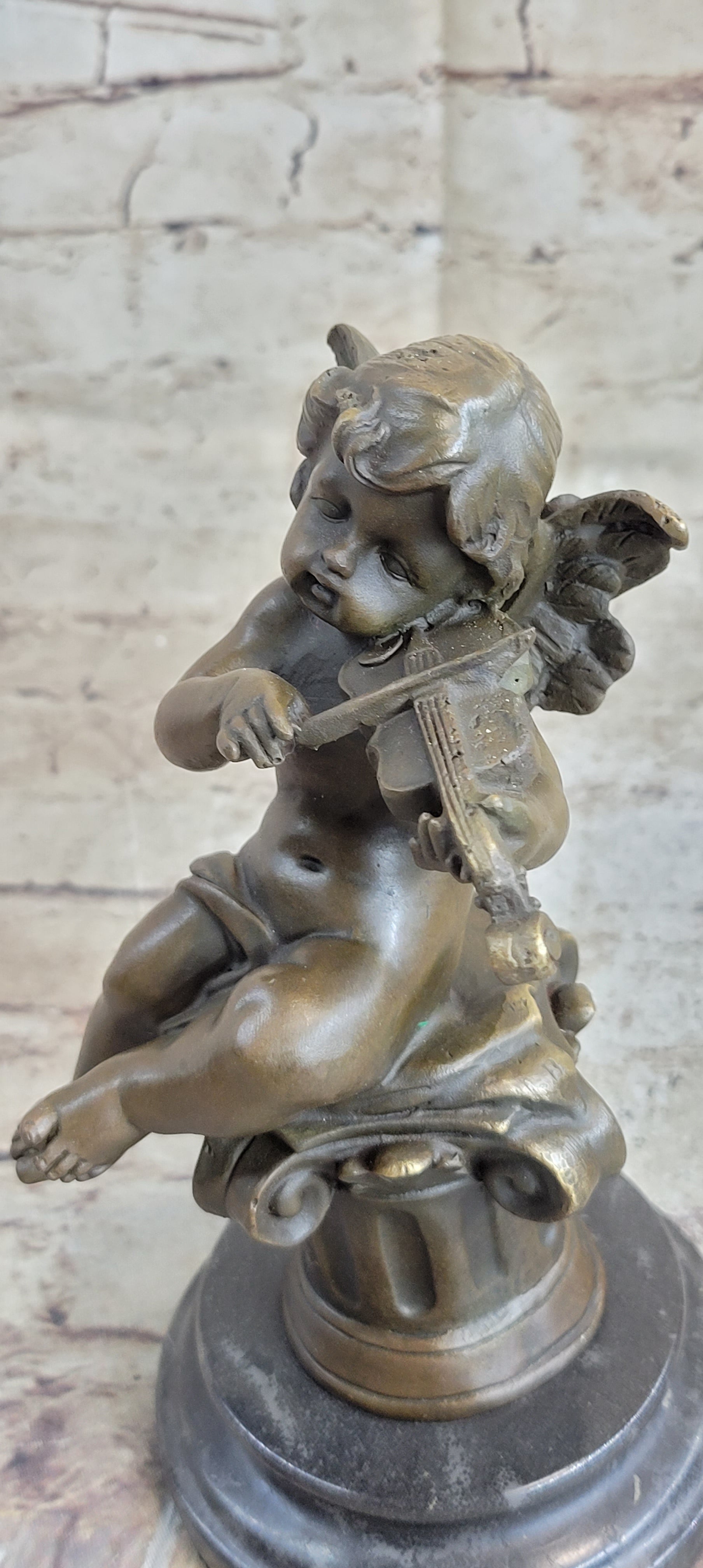 Bronze Cupid Angel Figure Statue - Vintage PUTTI Cherub Art Nouveau Art Deco