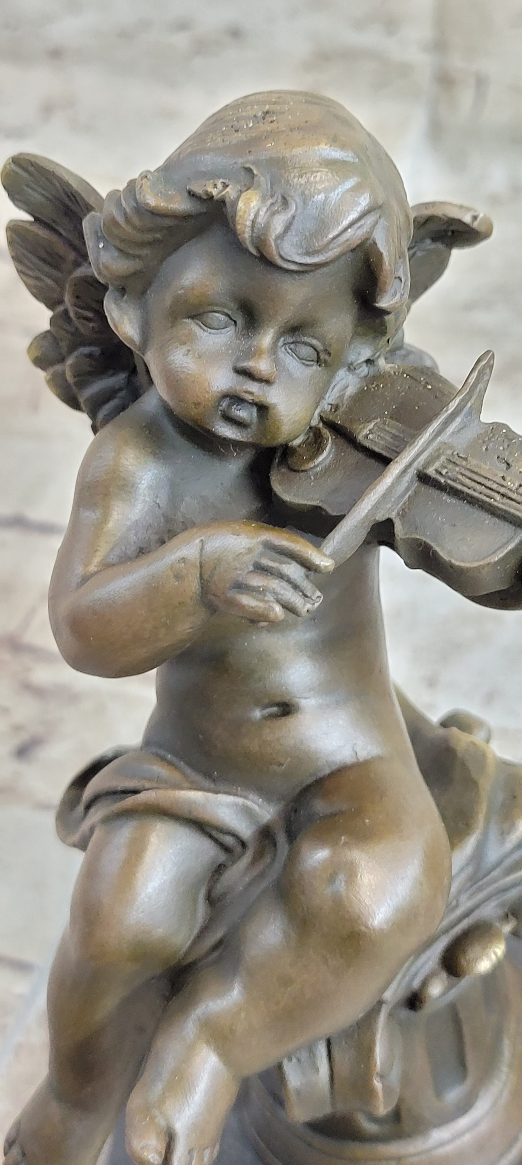 Bronze Cupid Angel Figure Statue - Vintage PUTTI Cherub Art Nouveau Art Deco