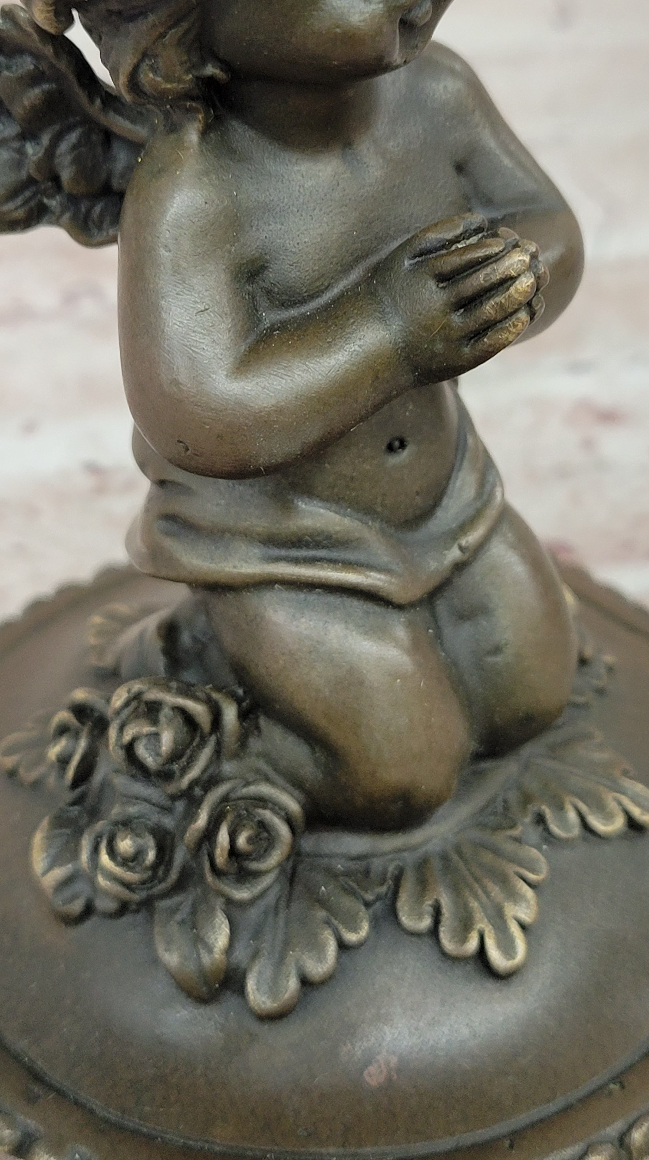 Bronze Sculpture Mythical Putti Angel Jewelry Box Detailed Classic Artwork