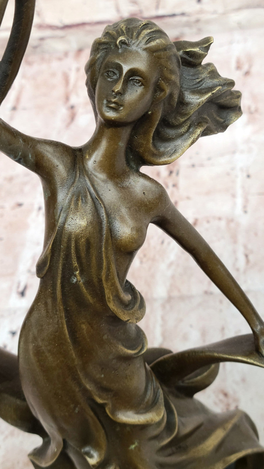 Elegant Woman Bronze Sculpture Candle Holder Statue Handcrafted Collectible Decor