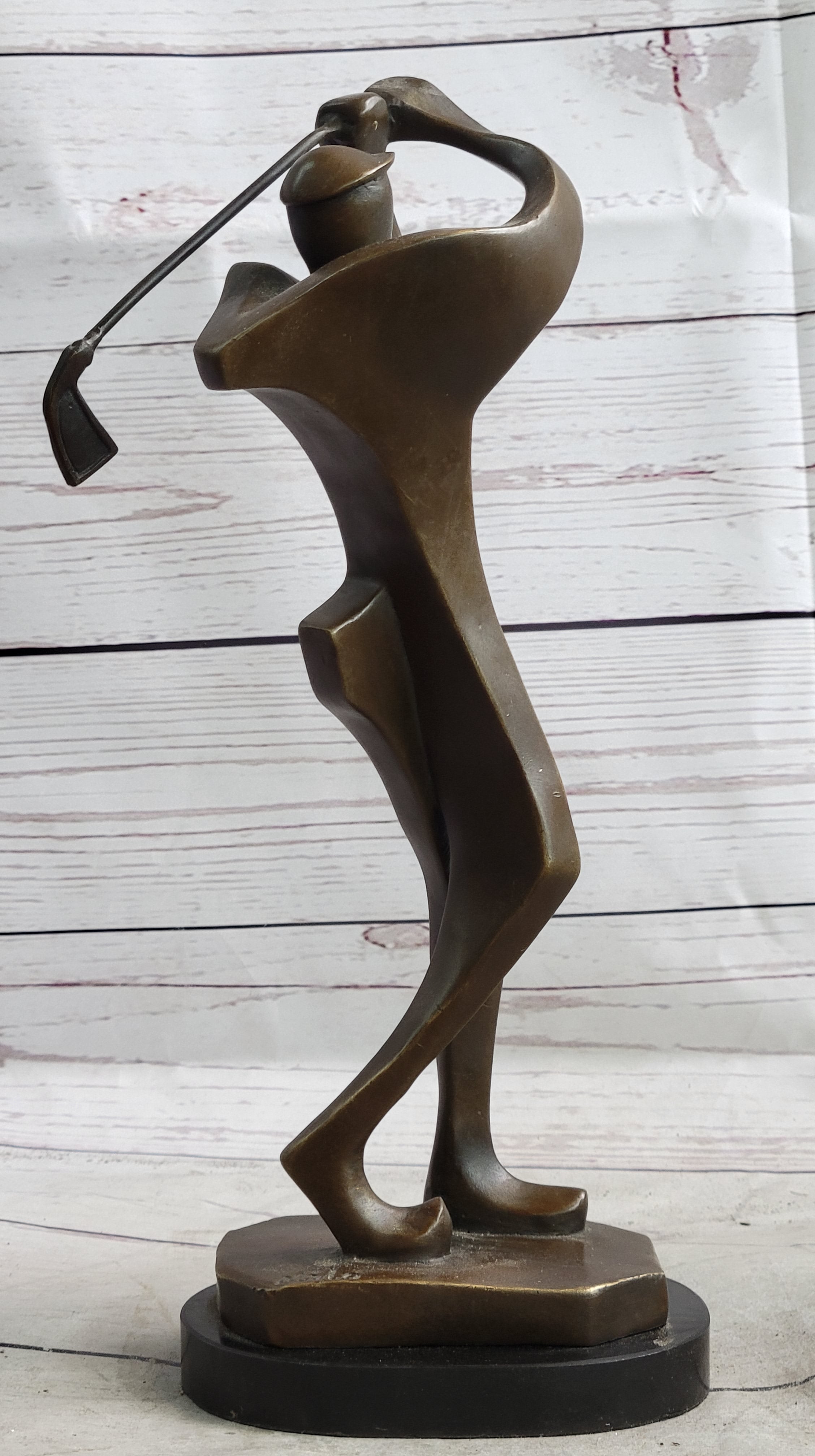 Bronze Sculpture, Hand Made Statue Sports Signed Milo Abstract Tall Golfer Gift