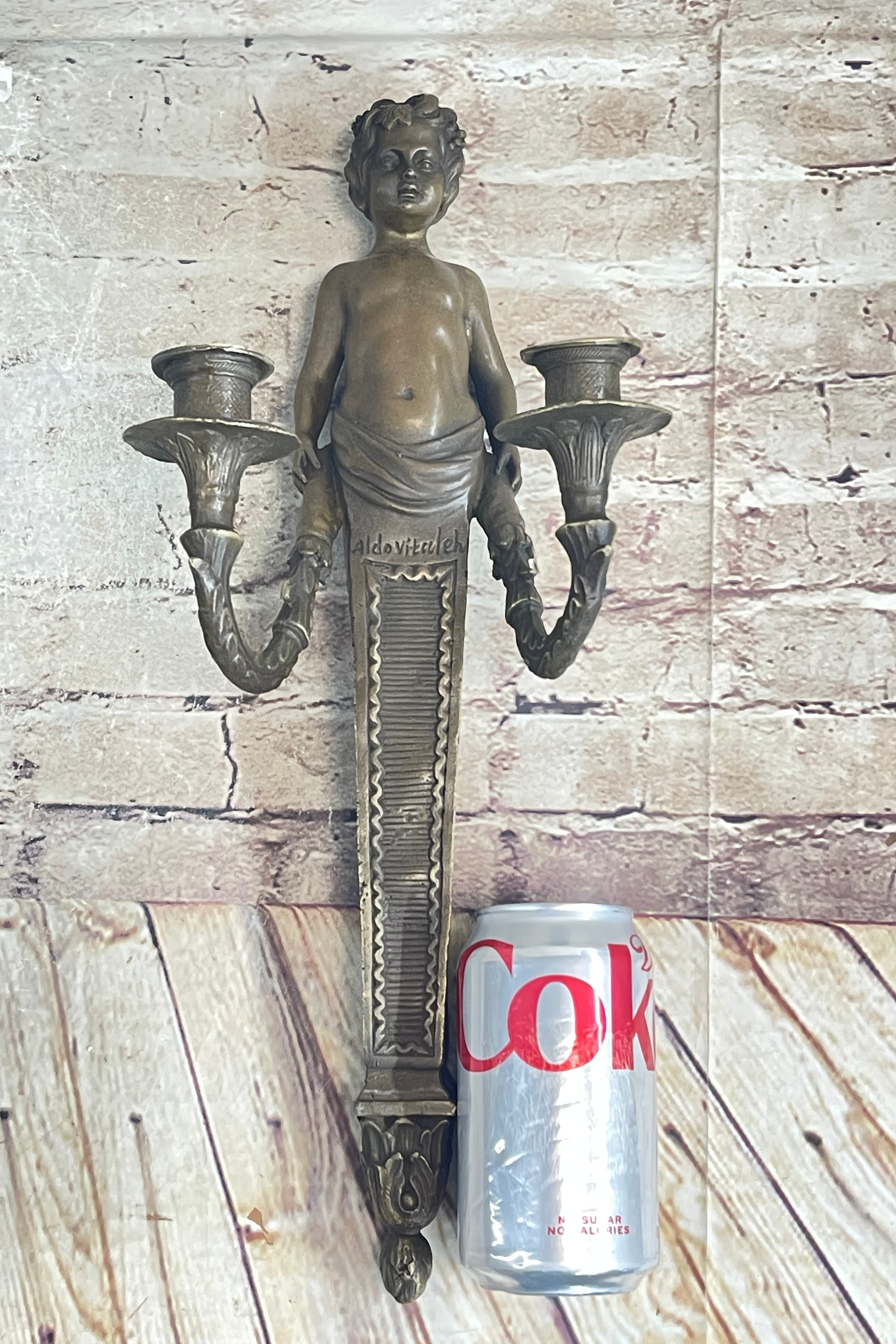 Nude Puti Angel Sconce Incense Burner Candelabra Art Bronze Gift Wall Mount Sale