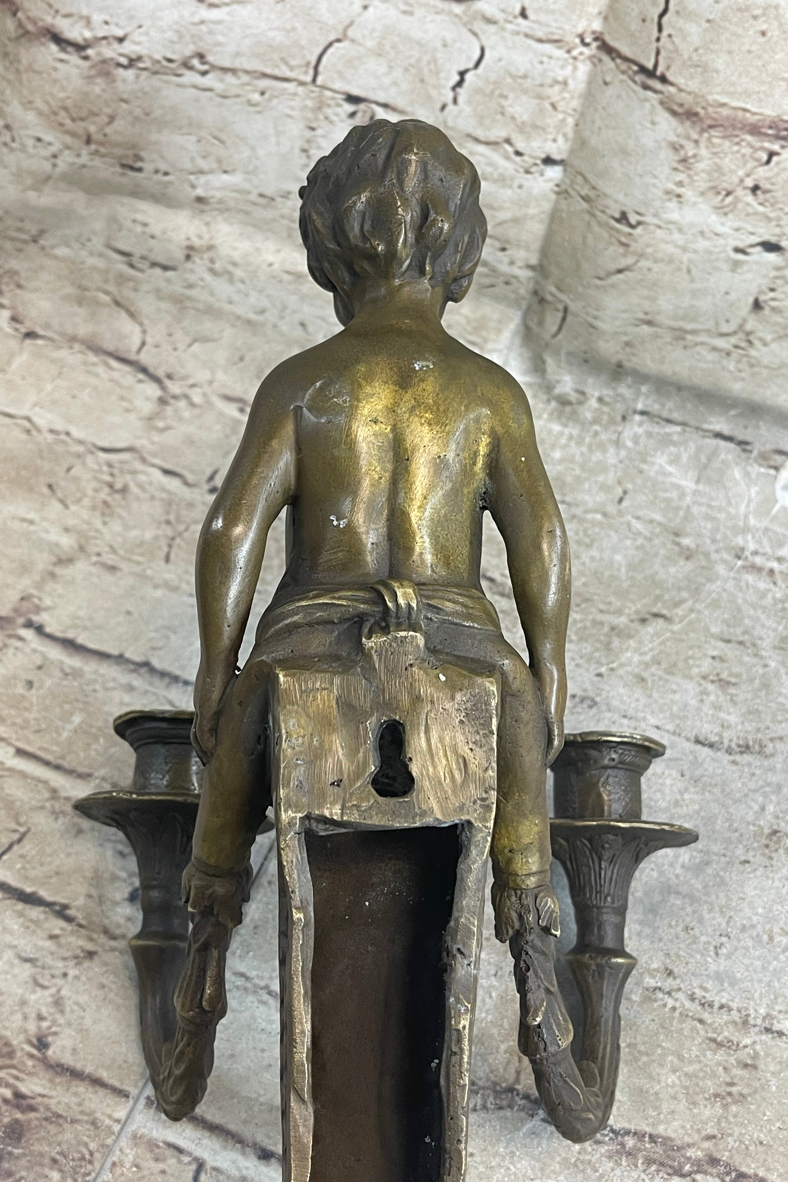 Nude Puti Angel Sconce Incense Burner Candelabra Art Bronze Gift Wall Mount Sale