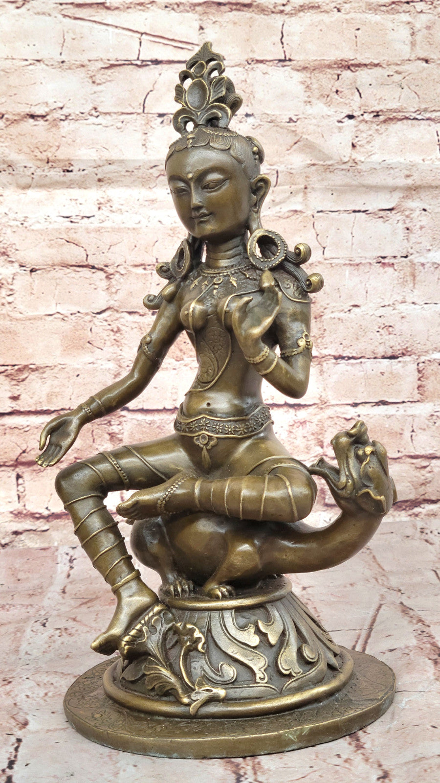 Tibetan Guanyin Buddha Tara Bronze Statue Ethnic Decor Meditation Sculpture Statue