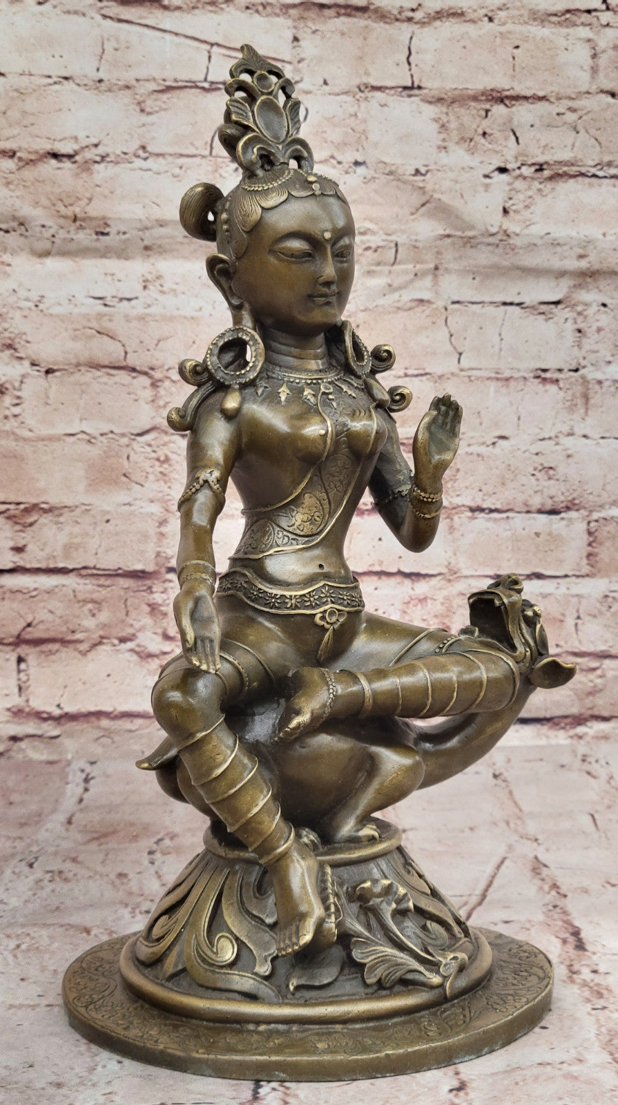 Tibetan Guanyin Buddha Tara Bronze Statue Ethnic Decor Meditation Sculpture Statue