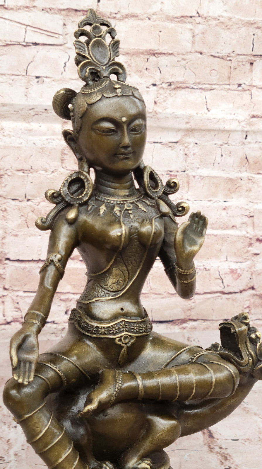 Tibetan Guanyin Buddha Tara Bronze Statue Ethnic Decor Meditation Sculpture Statue