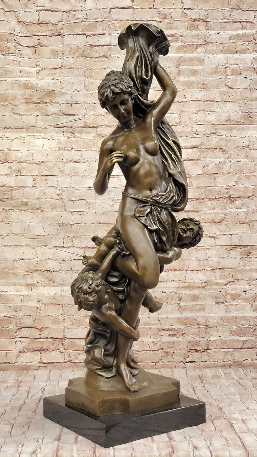 Massive Nude Venus with Cherubs Bronze Sculpture: Fisher's Collector Edition Statue