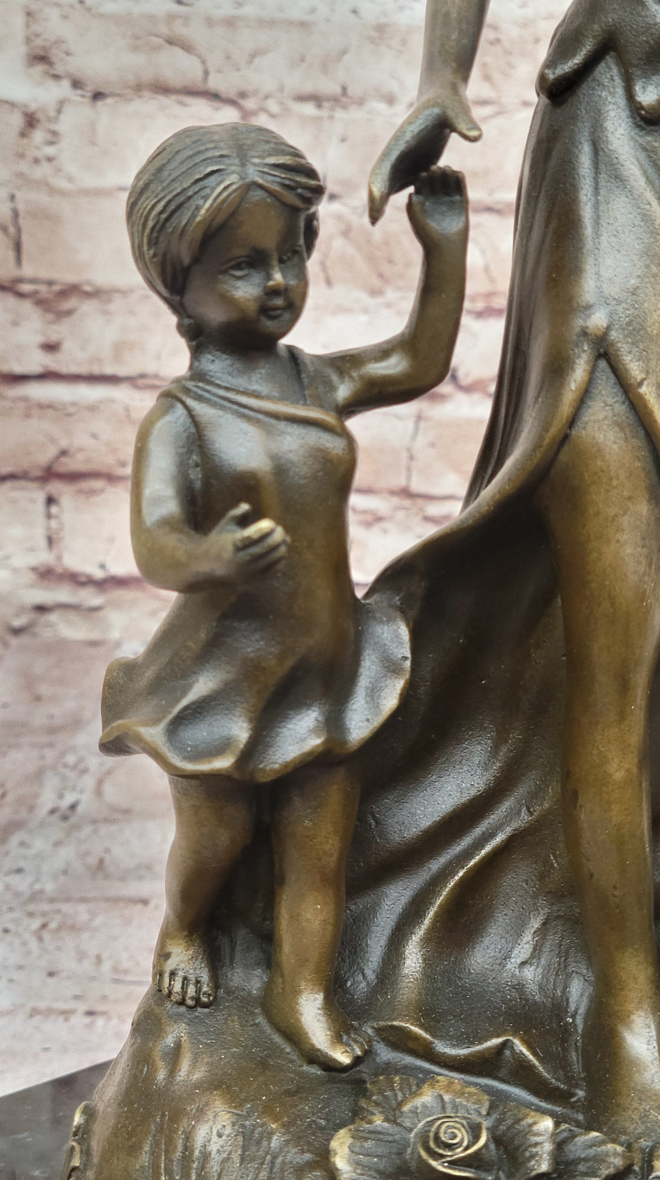 Vintage Original Bronze Sculpture Mother w Child by Milo Hot Cast Figurine Figure