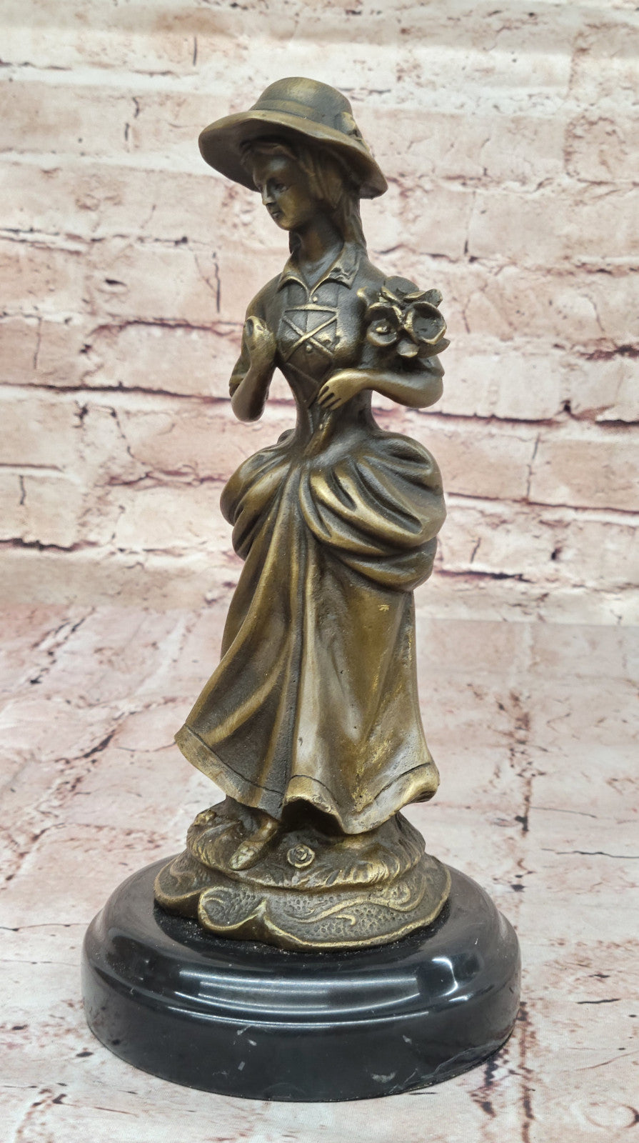 Victorian Woman Bronze Sculpture with Long Dress by Milo Classic Decor Gift