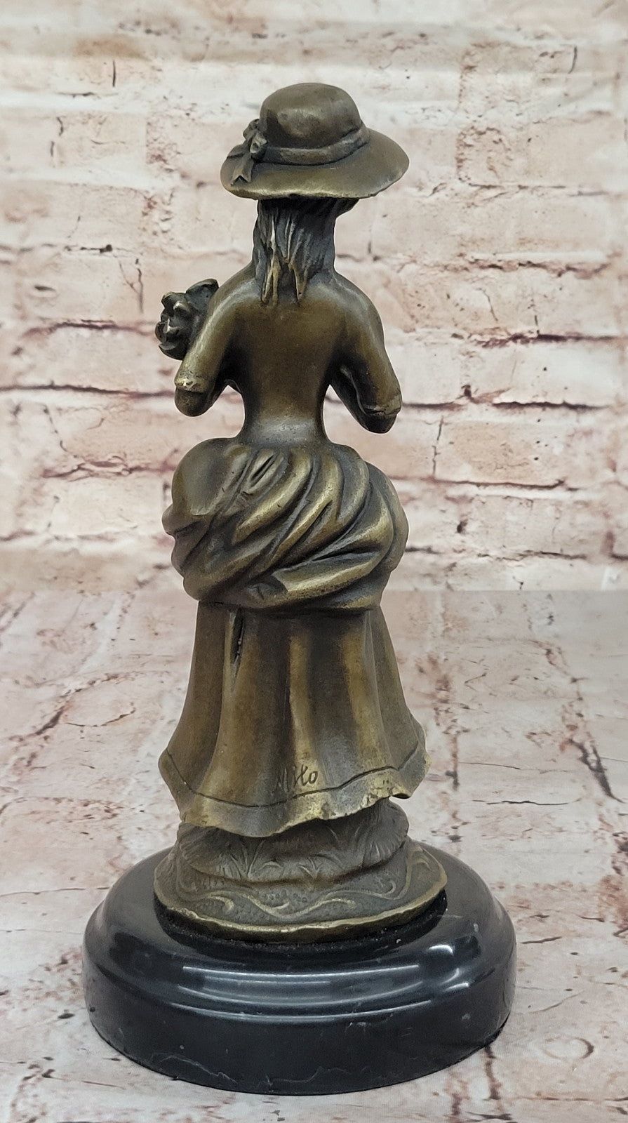 Victorian Woman Bronze Sculpture with Long Dress by Milo Classic Decor Gift