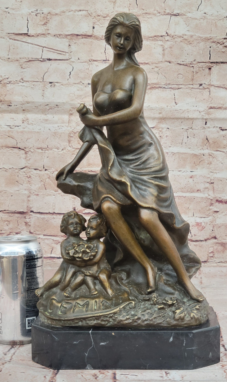 Woman with Two Putti Bronze Sculpture by Miguel Lopez Home Decor Collectible