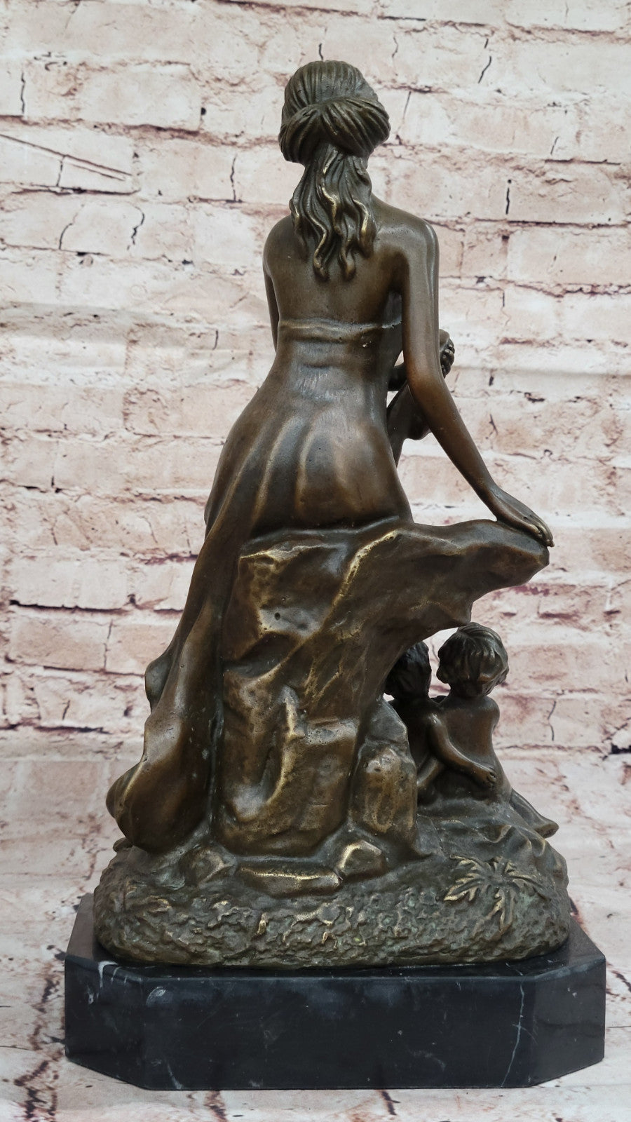 Woman with Two Putti Bronze Sculpture by Miguel Lopez Home Decor Collectible