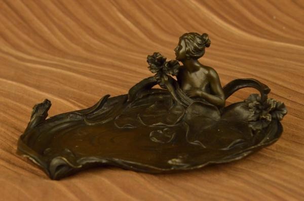 Signed Milo Amazing Jewelry Holder Bronze Nude Nymph Hand Made Close Out Deal