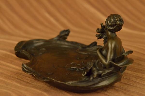 Signed Milo Amazing Jewelry Holder Bronze Nude Nymph Hand Made Close Out Deal