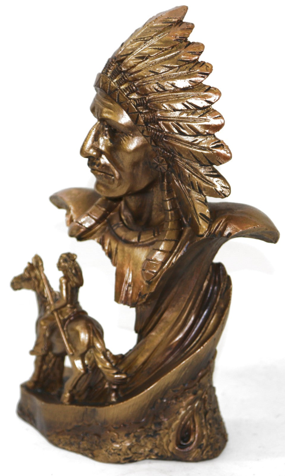 Western Old School Artwork West Native American Warrior Bronzed Sculpture