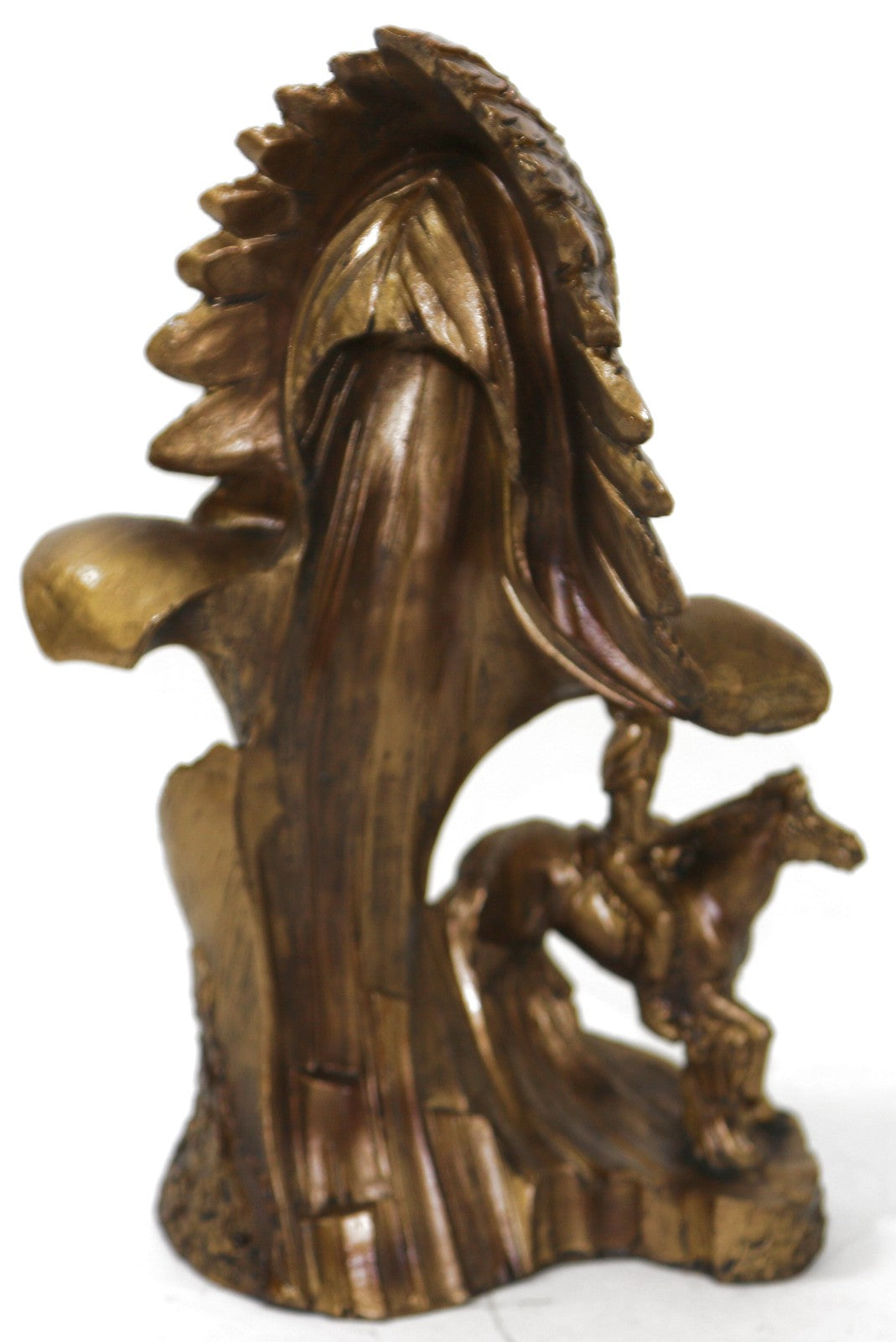 Western Old School Artwork West Native American Warrior Bronzed Sculpture