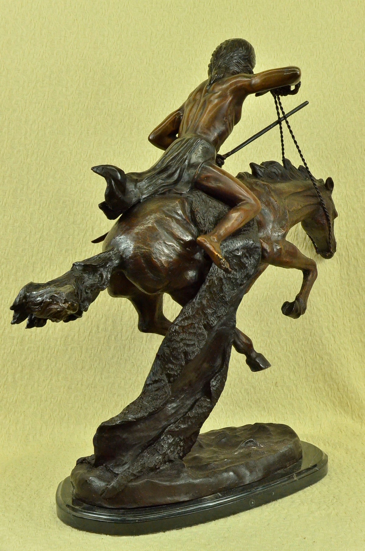 Remington American Indian Chief Riding Horse Bronze Western Sculpture West Decor