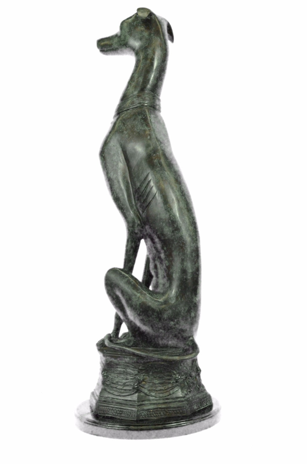 31" Tall Italian Greyhound with Special Patina Bronze Artwork Sculpture Animal
