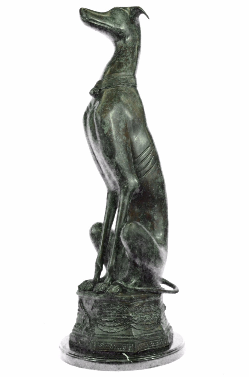 31" Tall Italian Greyhound with Special Patina Bronze Artwork Sculpture Animal