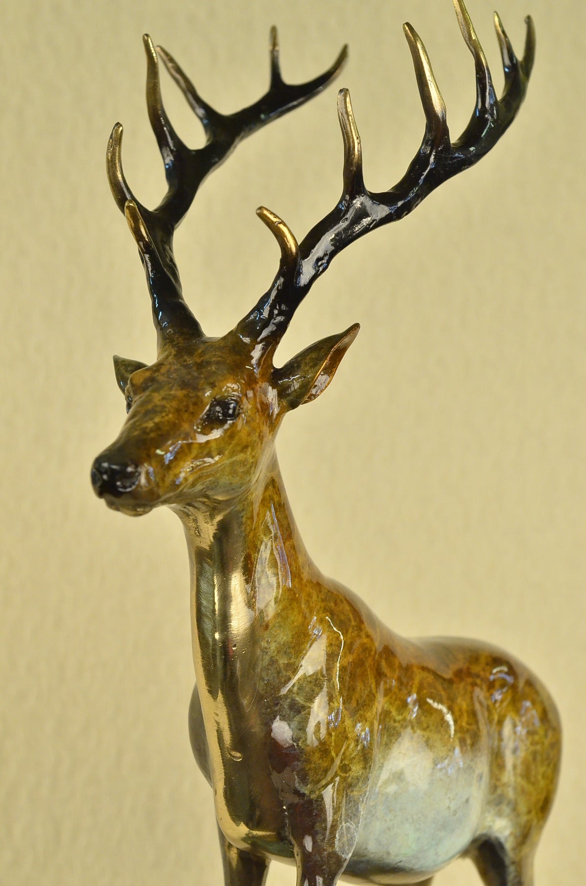 MARIUS COLLECTORS EDITION DEER STANDING ON ROCK BRONZE ART DECO SCULPTURE FIGURE