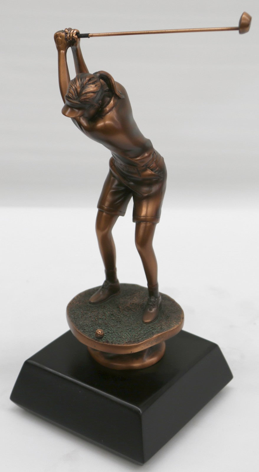 Golfer Bronze Plated Golf Statue Sculpture Figure With Large Base Figurine