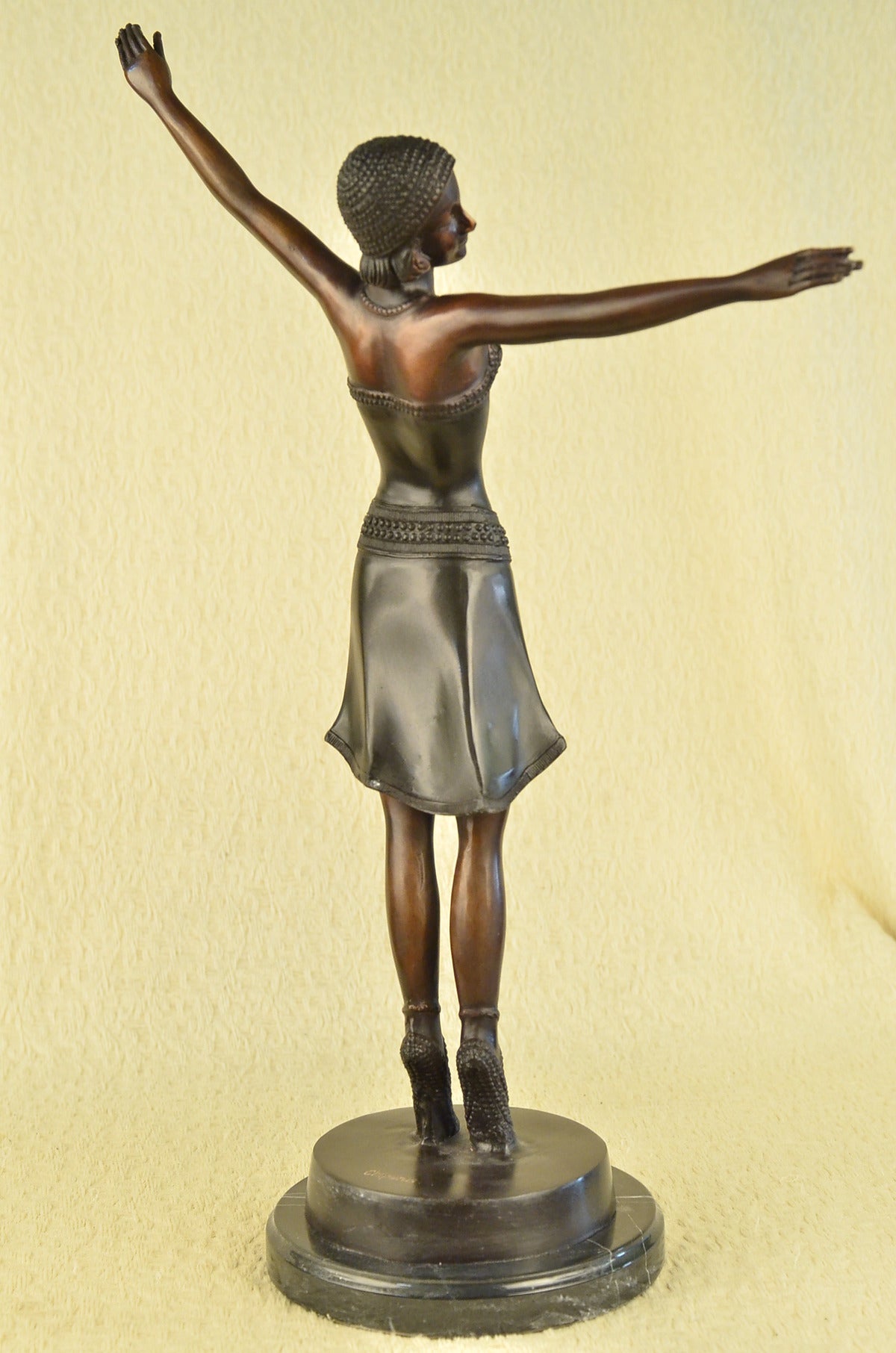 Signed D.H.Chiparus, Bronze Statue Decor Long Skirt Girl Bronze Sculpture Gift 