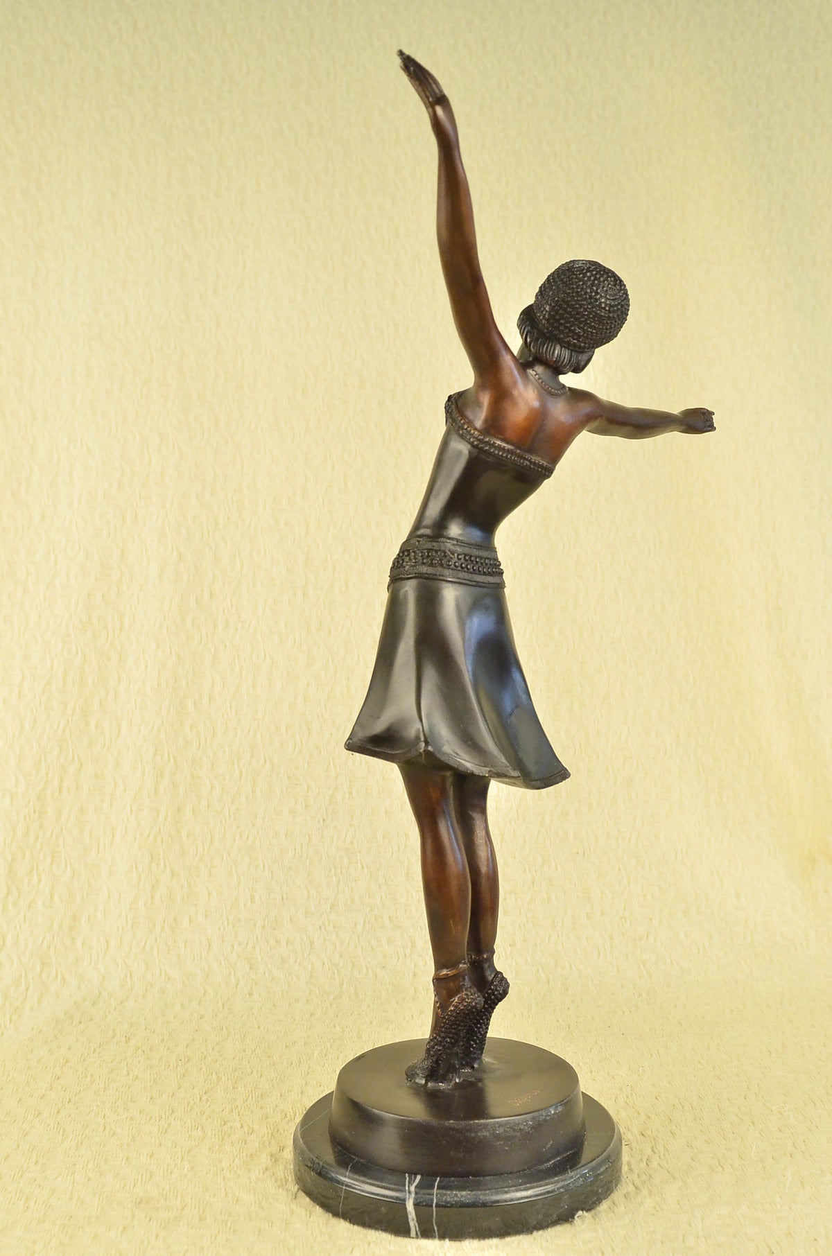 Signed D.H.Chiparus, Bronze Statue Decor Long Skirt Girl Bronze Sculpture Gift 