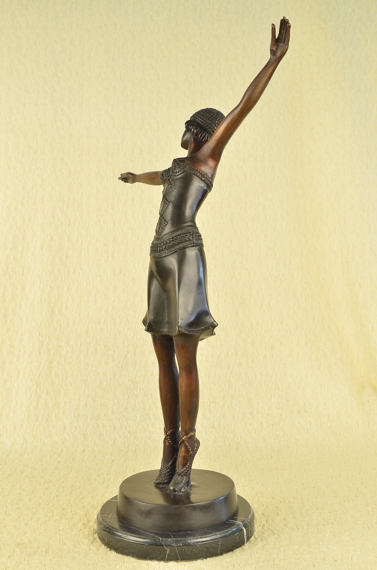 Signed D.H.Chiparus, Bronze Statue Decor Long Skirt Girl Bronze Sculpture Gift 