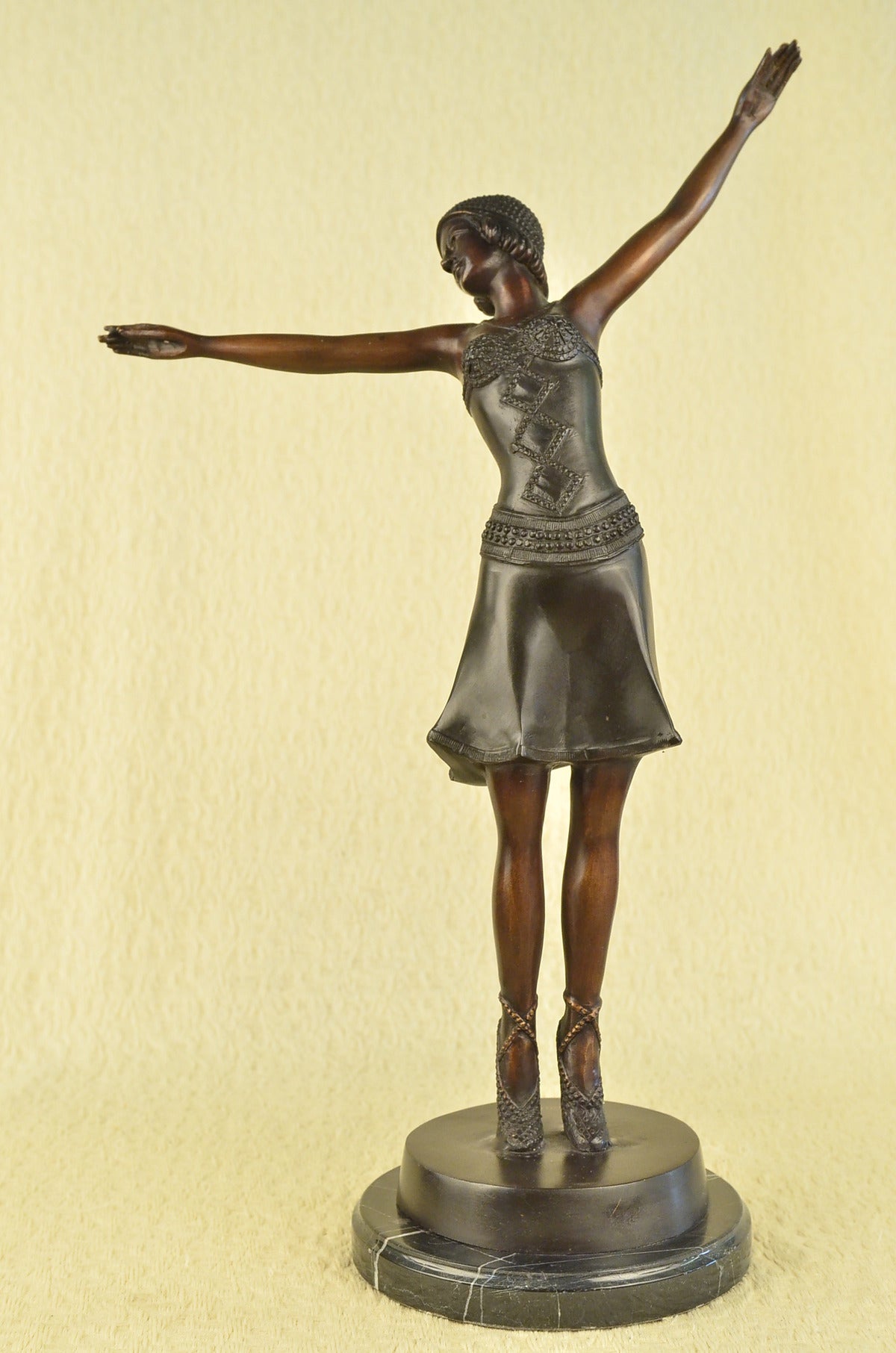 Signed D.H.Chiparus, Bronze Statue Decor Long Skirt Girl Bronze Sculpture Gift 