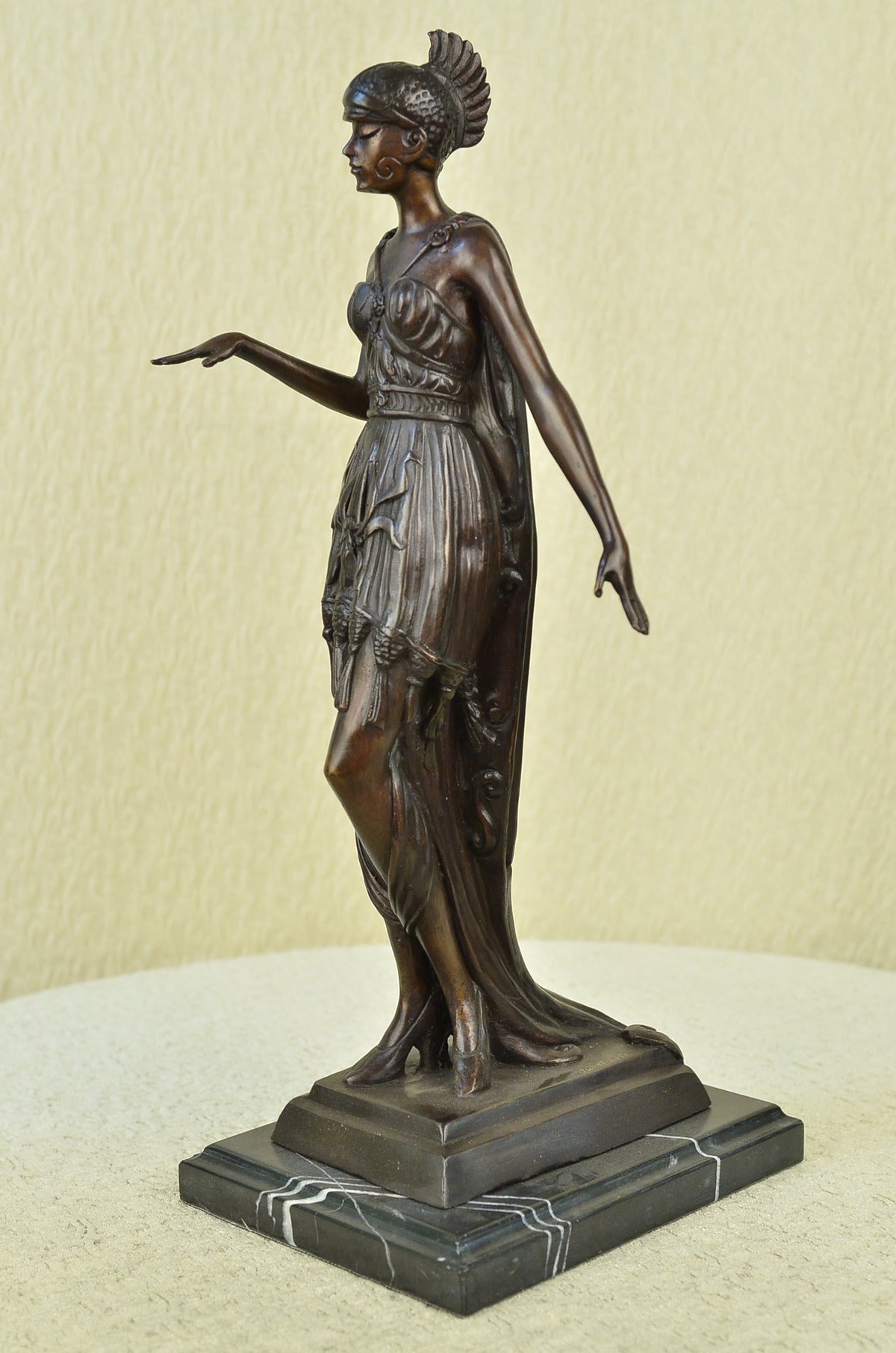 Details about  Handcrafted bronze sculpture SALE Bas Marble Lady Knight Woman W