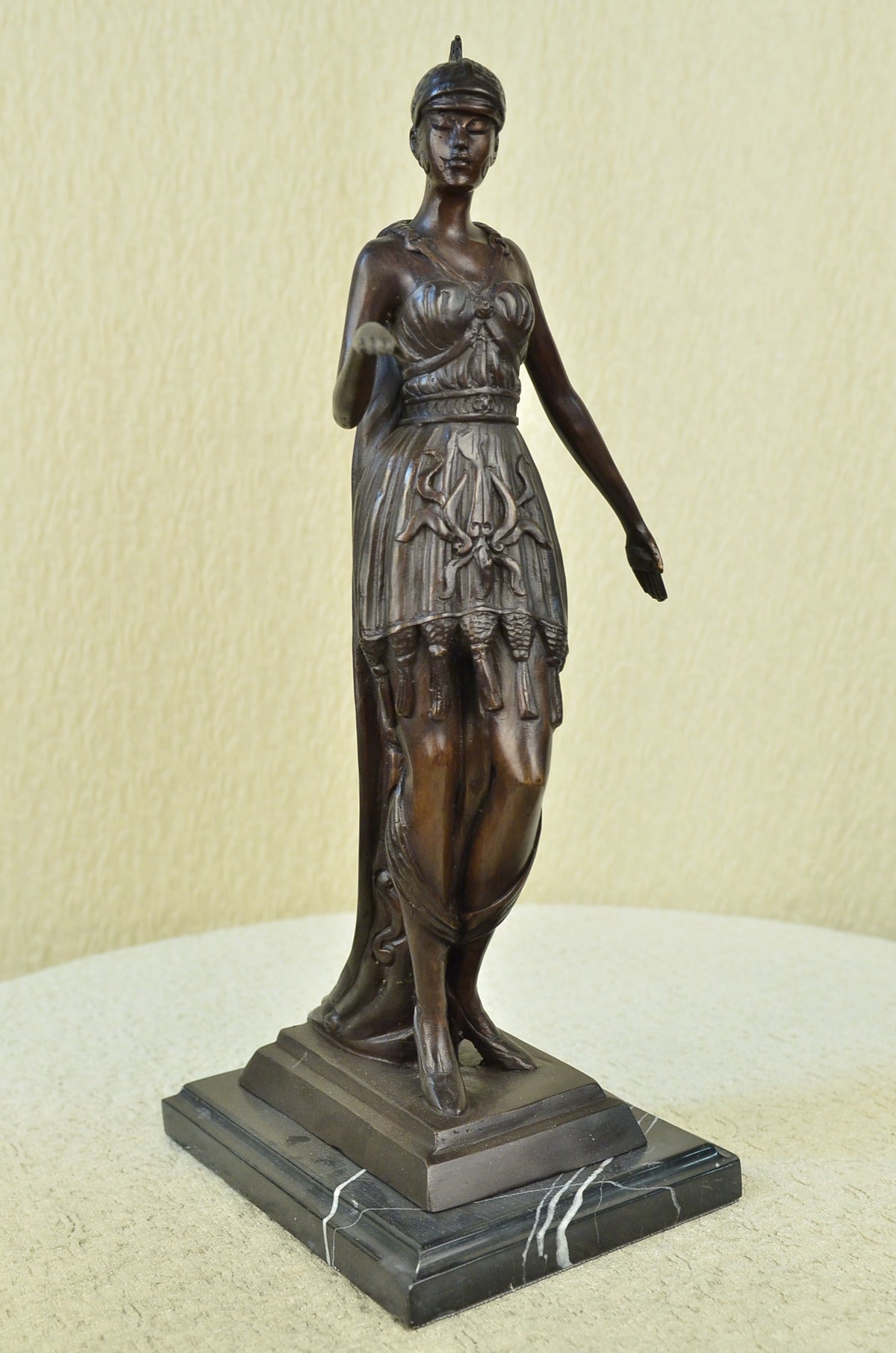 Details about  Handcrafted bronze sculpture SALE Bas Marble Lady Knight Woman W