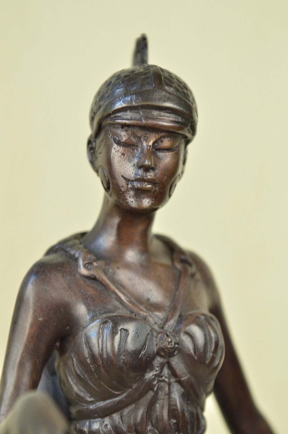 Details about  Handcrafted bronze sculpture SALE Bas Marble Lady Knight Woman W